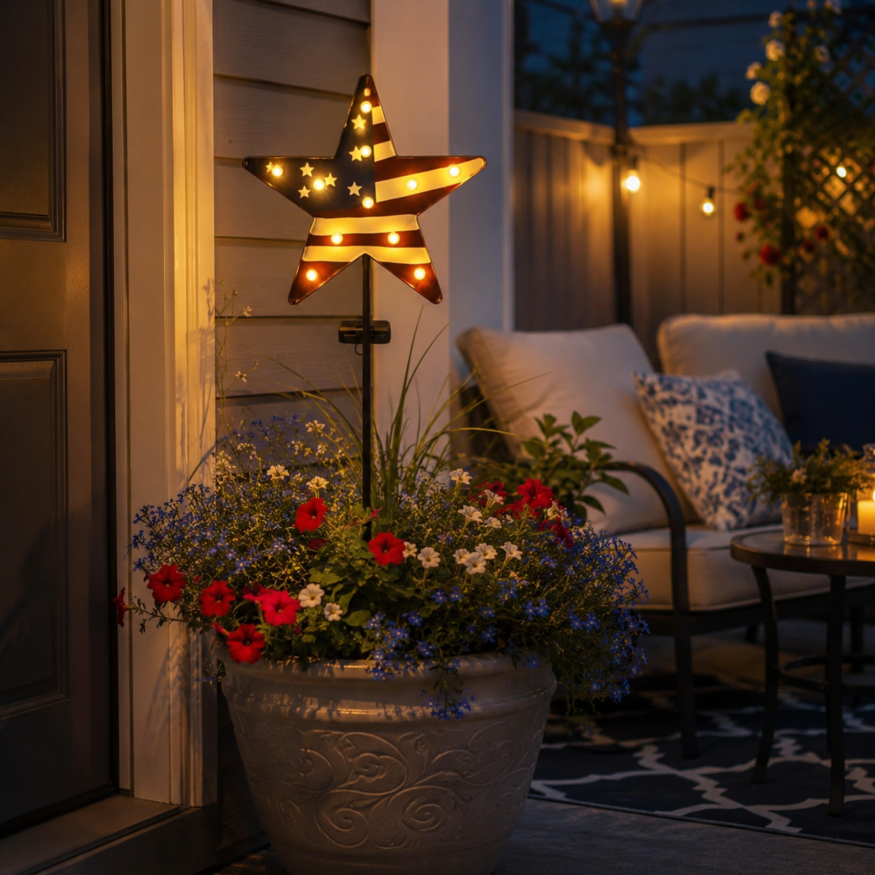 Solar Patriotic Star Garden Stake Light