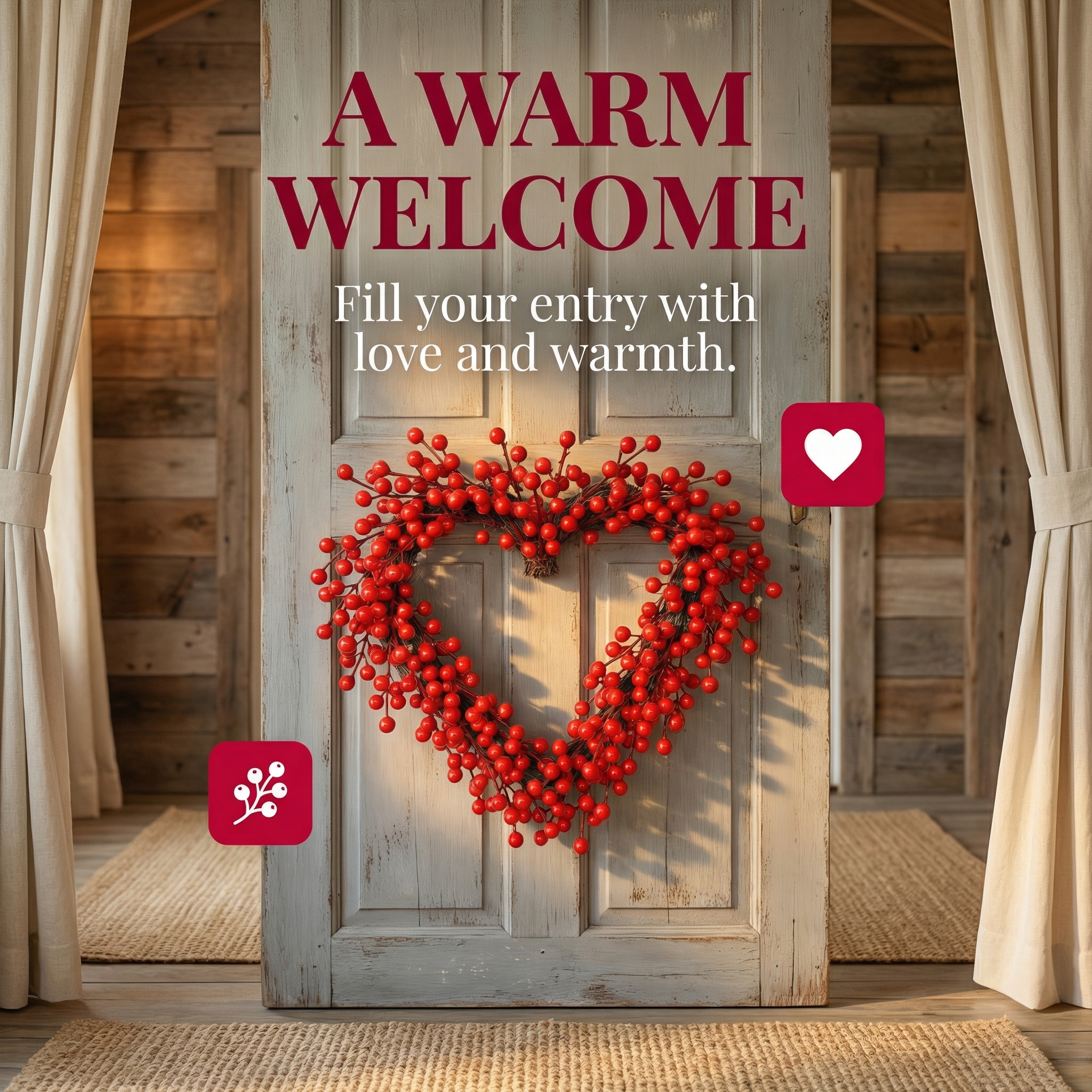 Red Berries Heart-Shaped Wreath