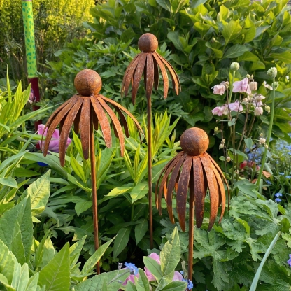 Rustic Brown Iron Garden Stakes