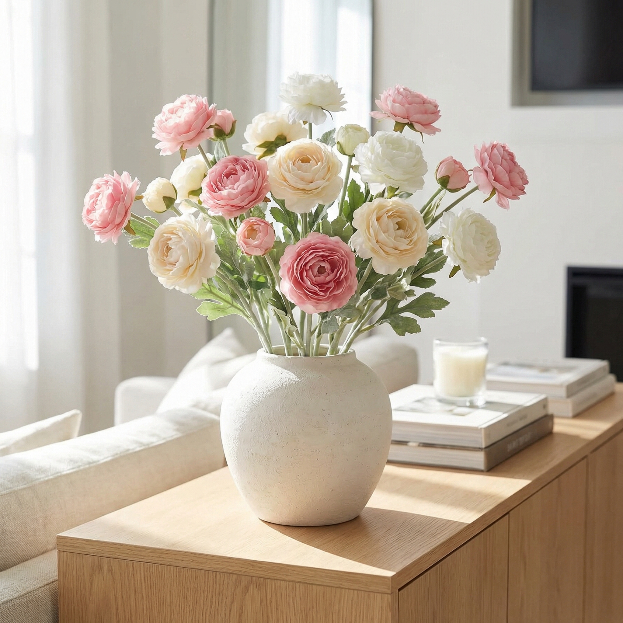 'Looks real' Silk Ranunculus Flocked Stem