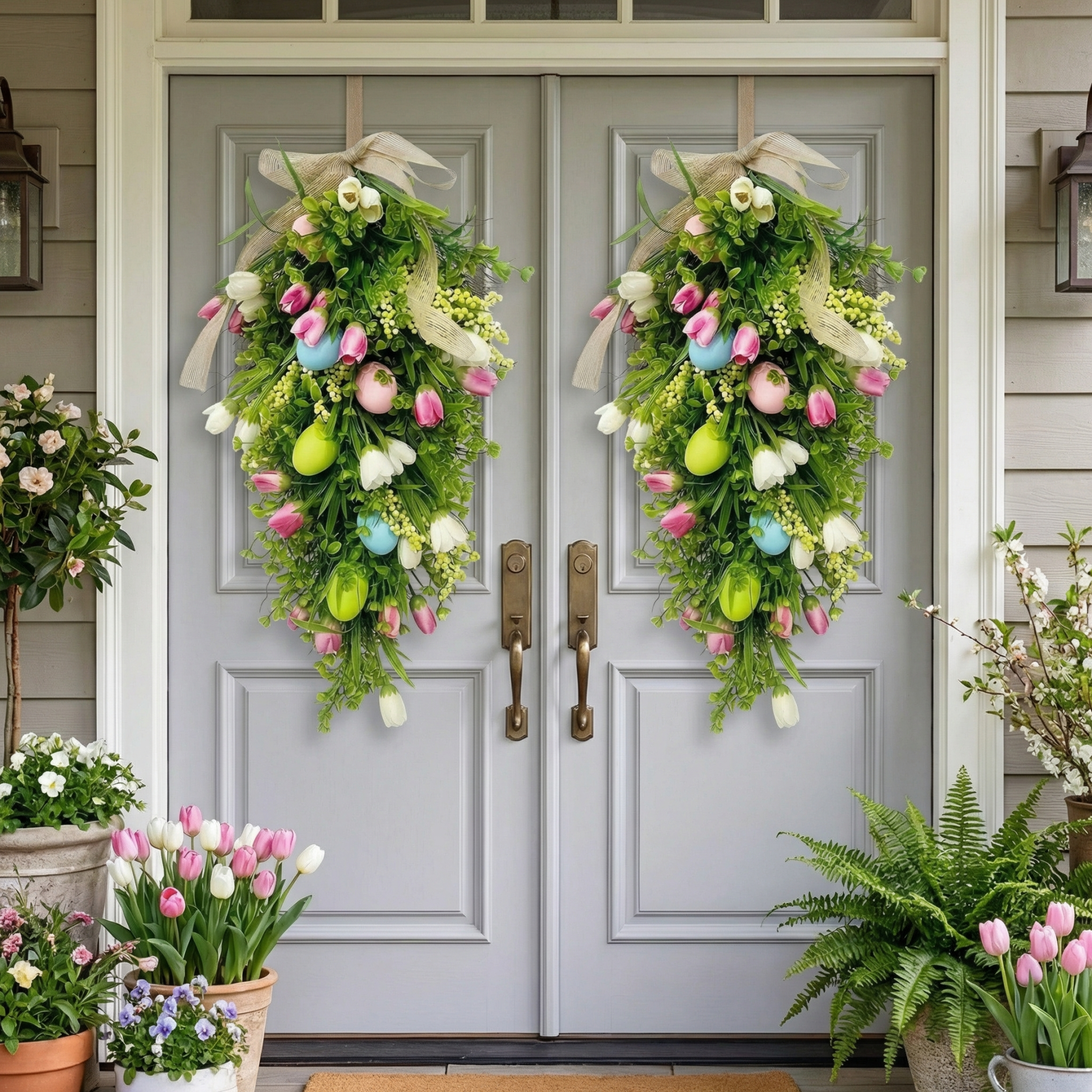 Easter Egg Tulip Teardrop Wreath