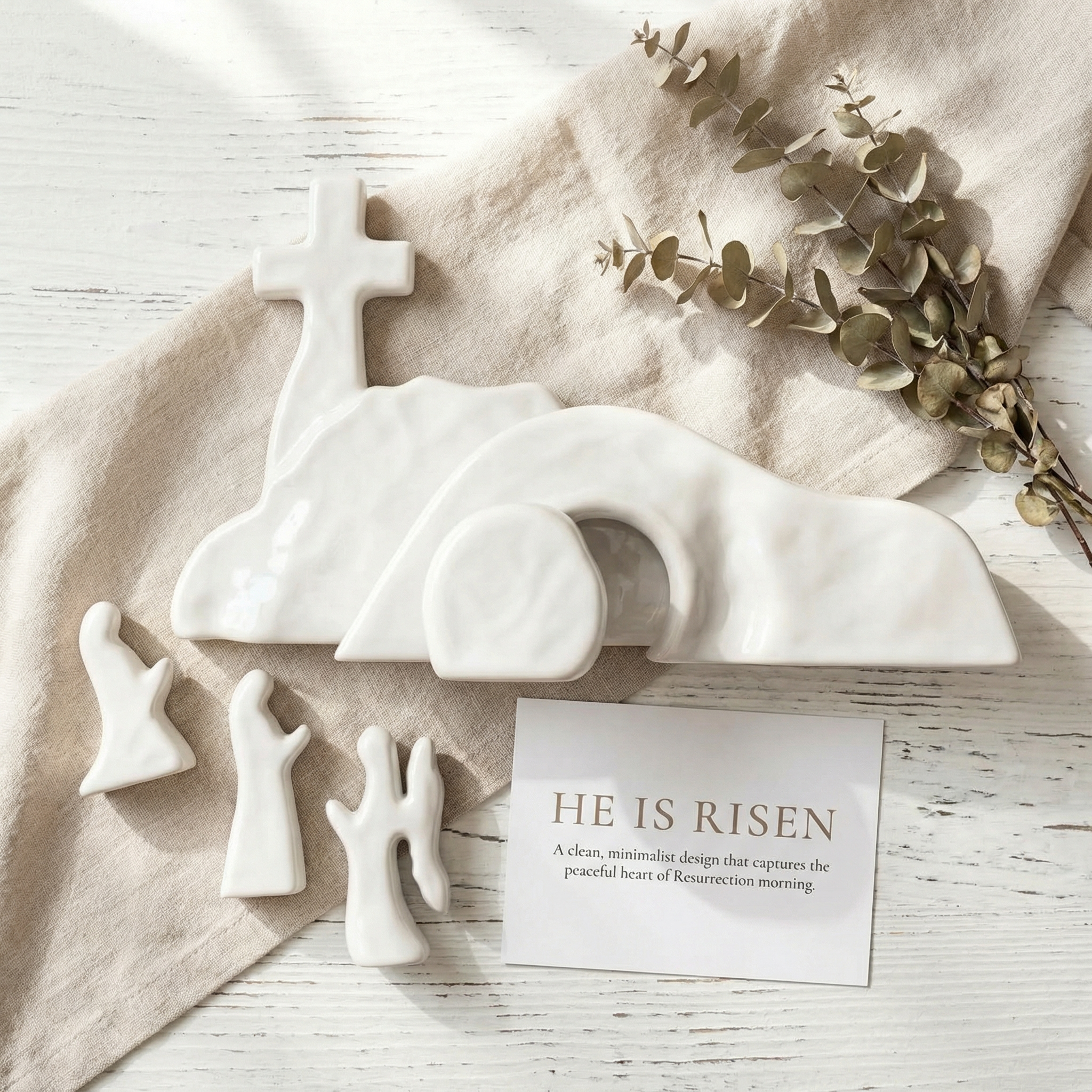 Empty Tomb Easter Scene and Cross