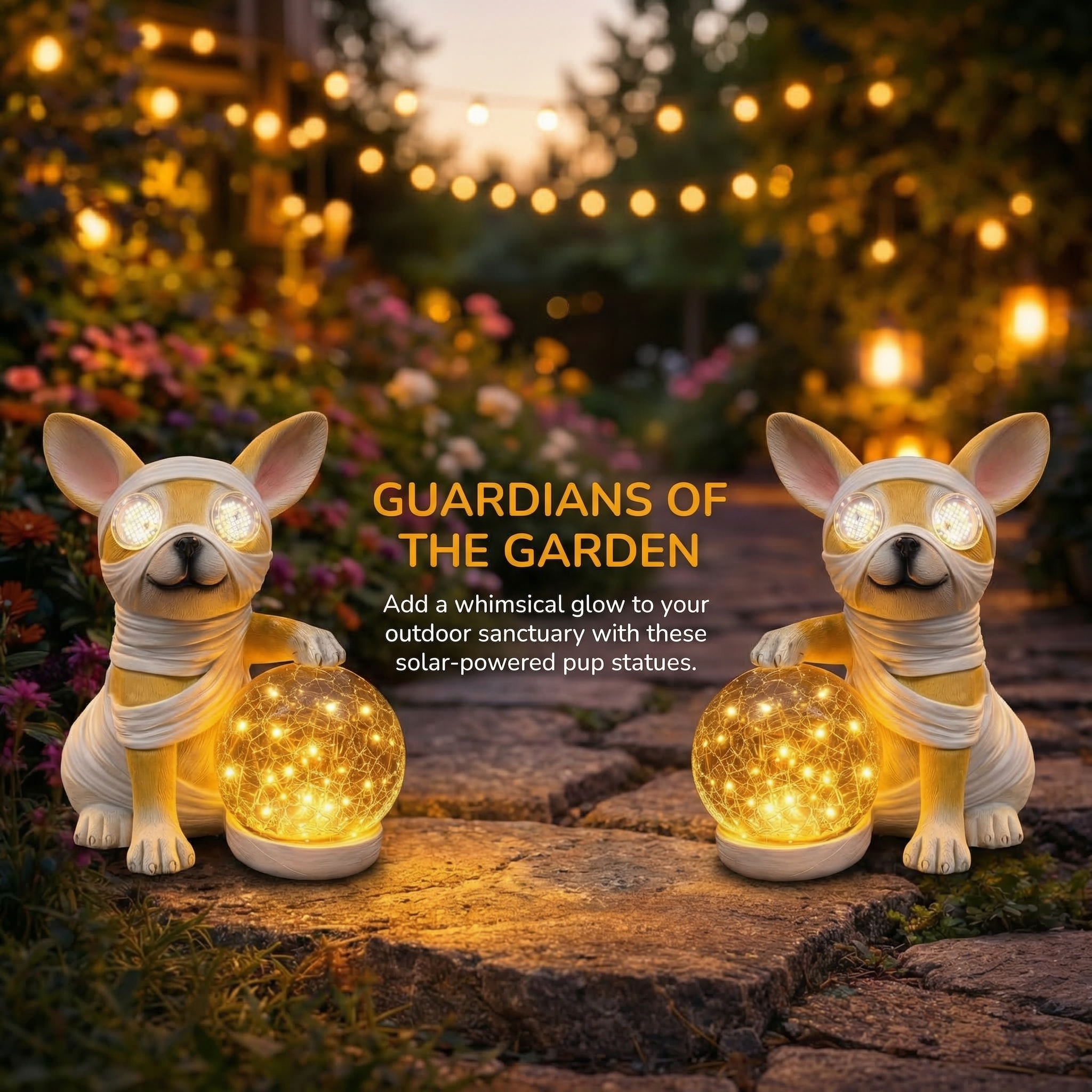 Solar Dog Statue with LED Light Ball