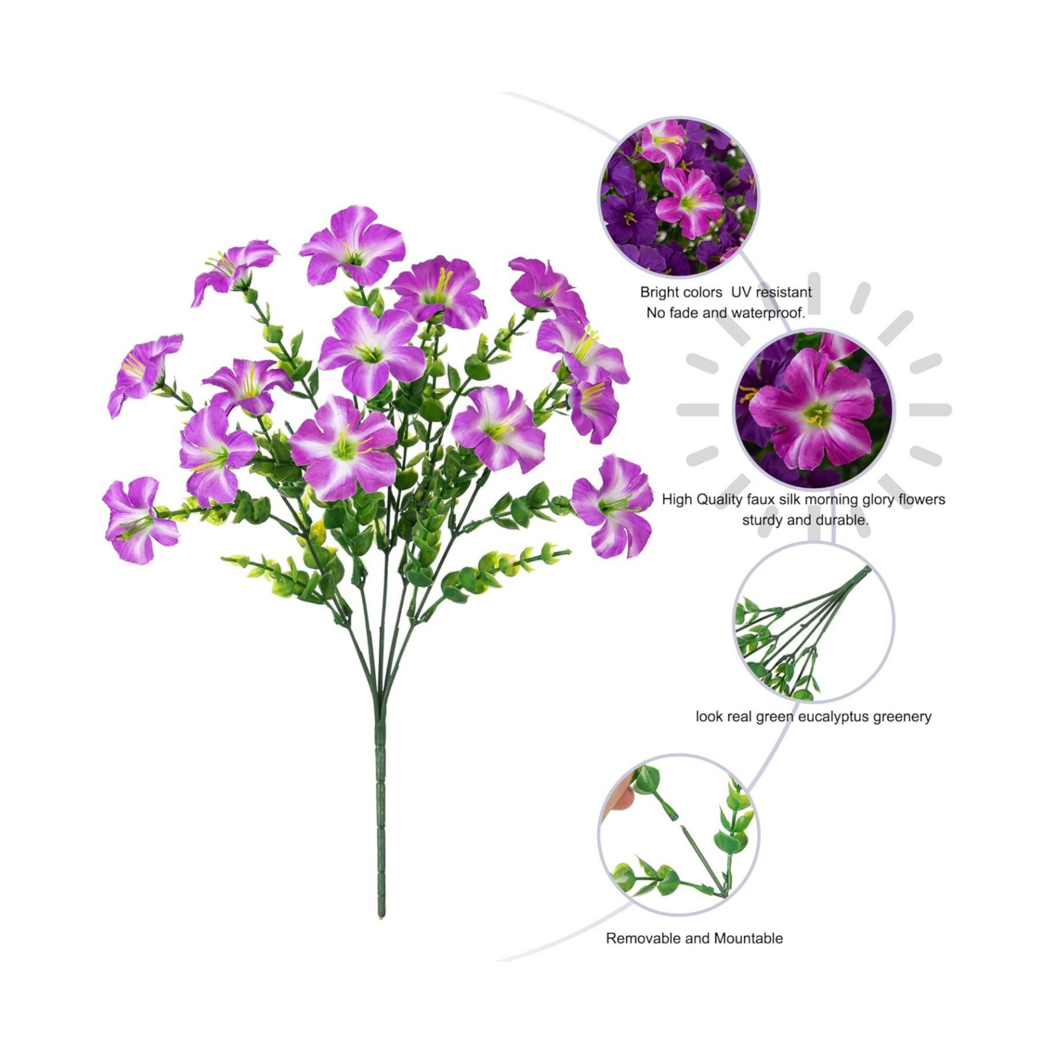 Faux Morning Glory with Eucalyptus