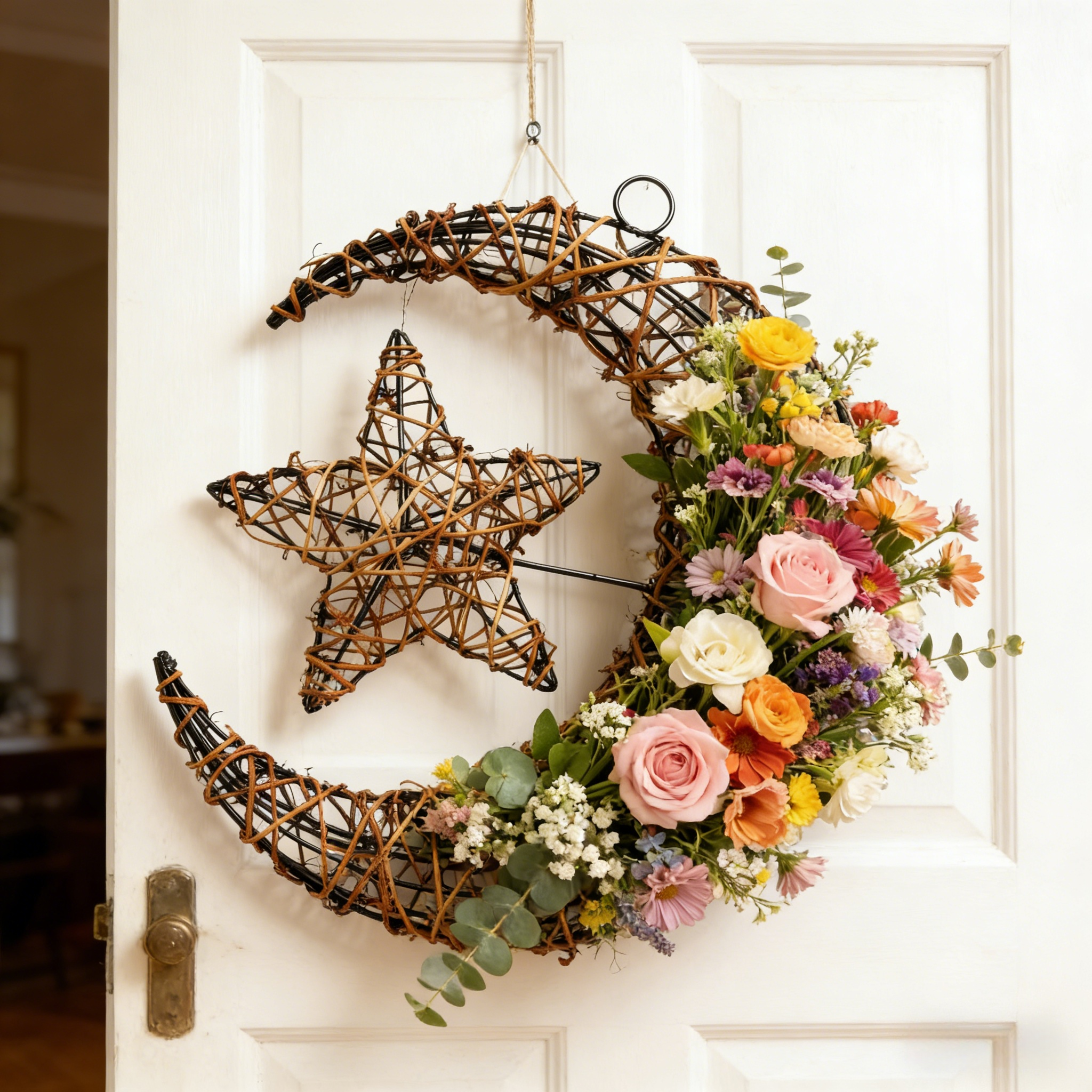 Purely Handmade Rattan Ramadan DIY Crescent Moon Pendant