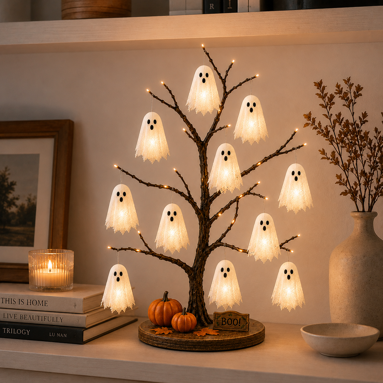 Glowing Ghost Tree Halloween Tabletop Decor