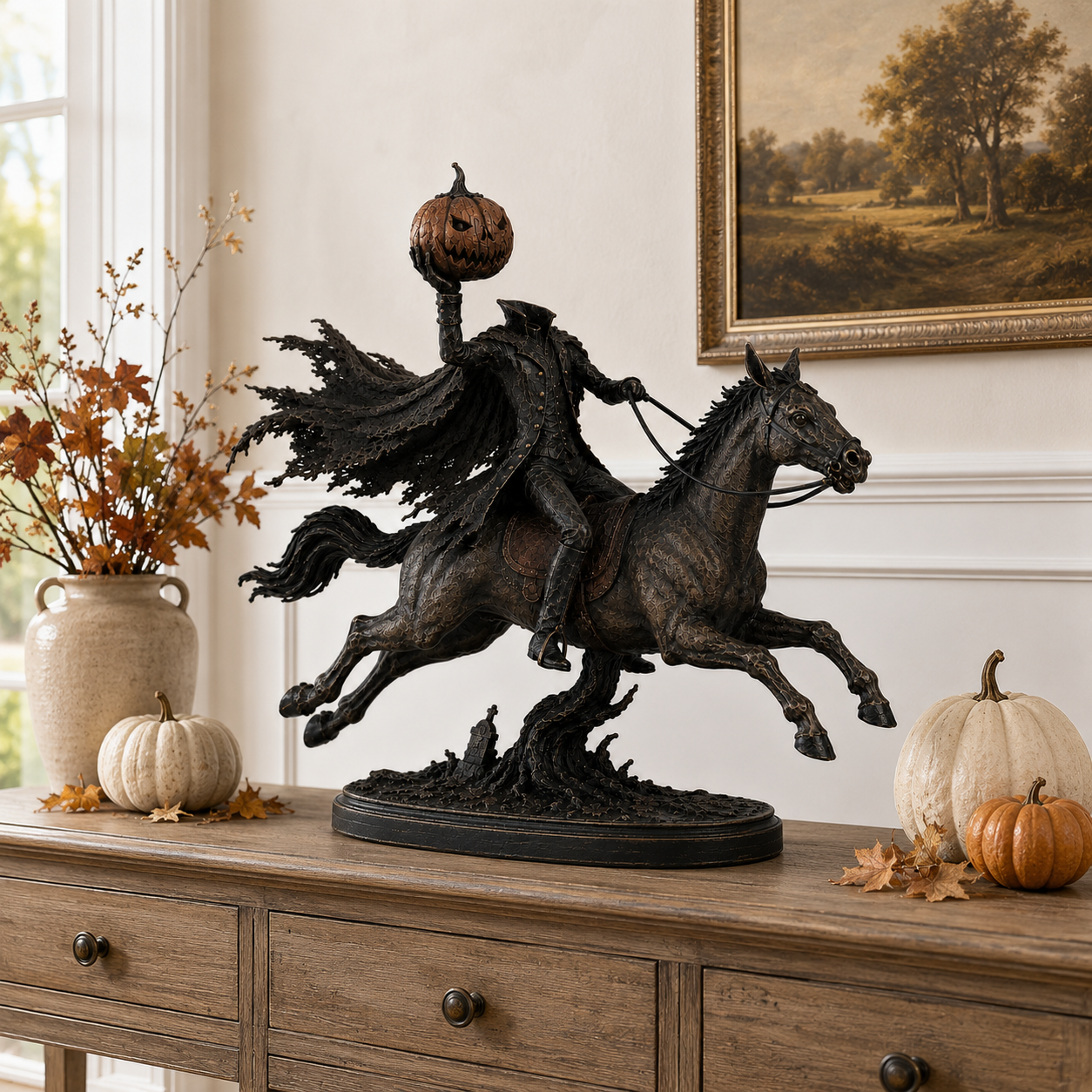 Lighted Headless Horseman Statue