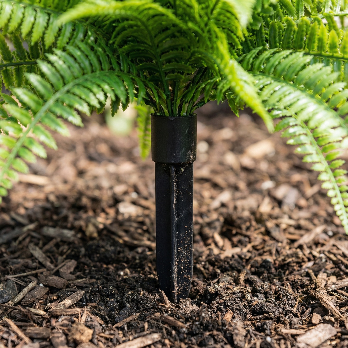 UV Resistant Lush Artificial Boston Fern with Integrated Ground Stake