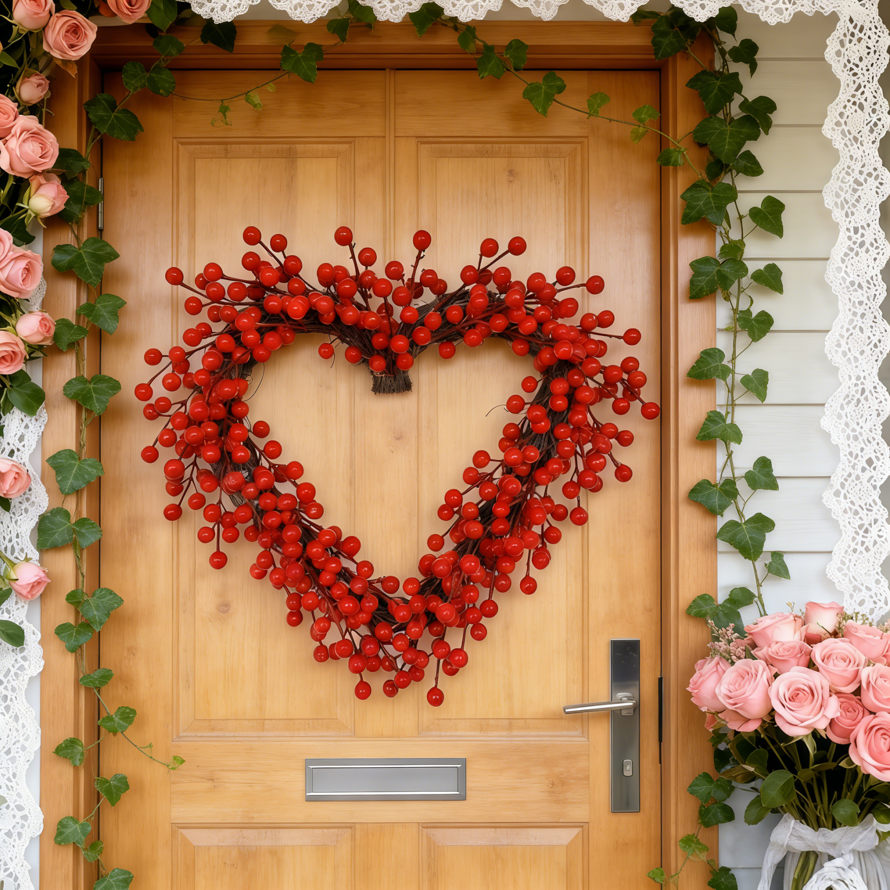 Red Berries Heart-Shaped Wreath
