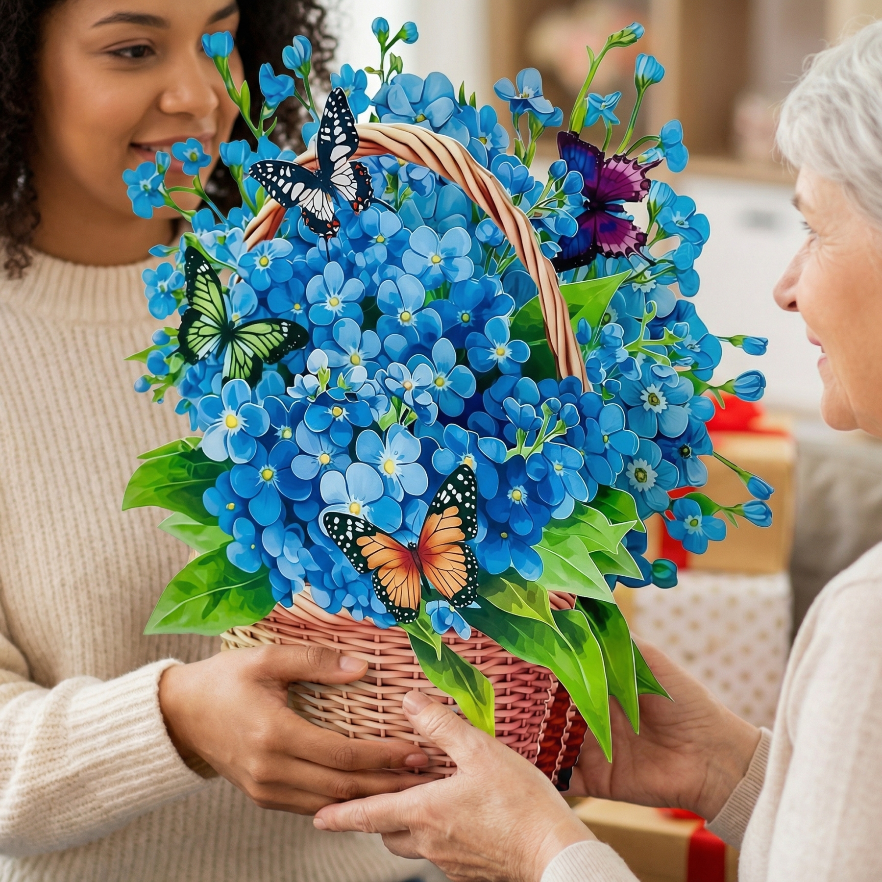 Pop-Up 3D Butterfly Flower Basket Card Exclusive Series
