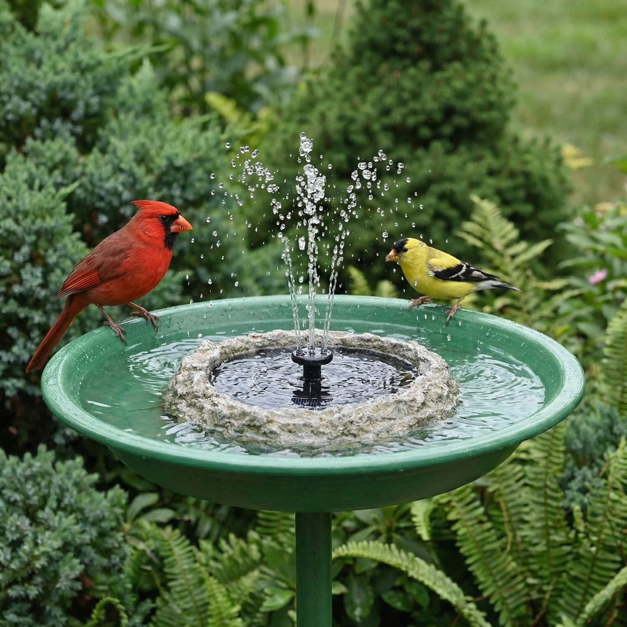 Rock-Style Solar Bird Bath Water Fountain