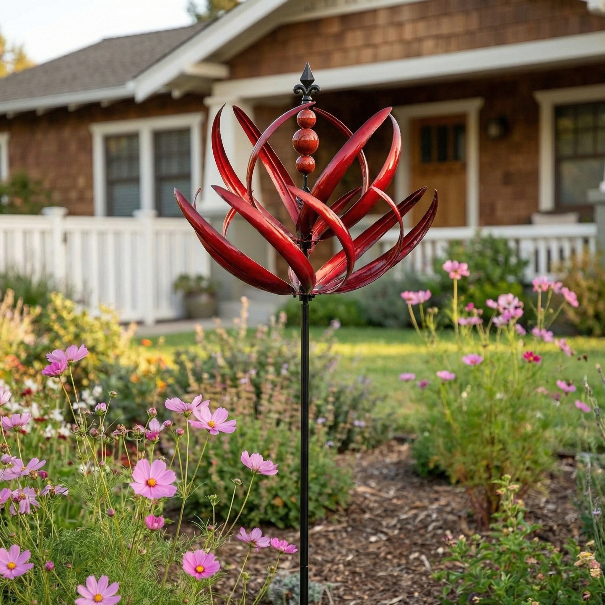 Extra Large Outdoor Metal Wind Sculptures Spinners with Stake