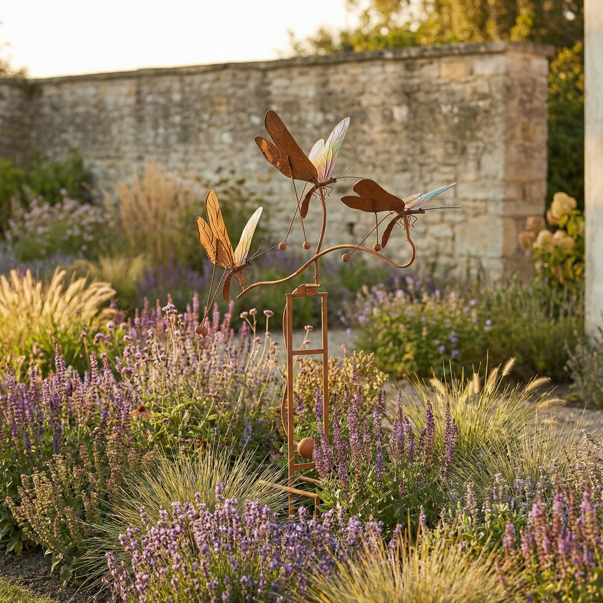 Rustic Dragonfly Kinetic Garden Stake