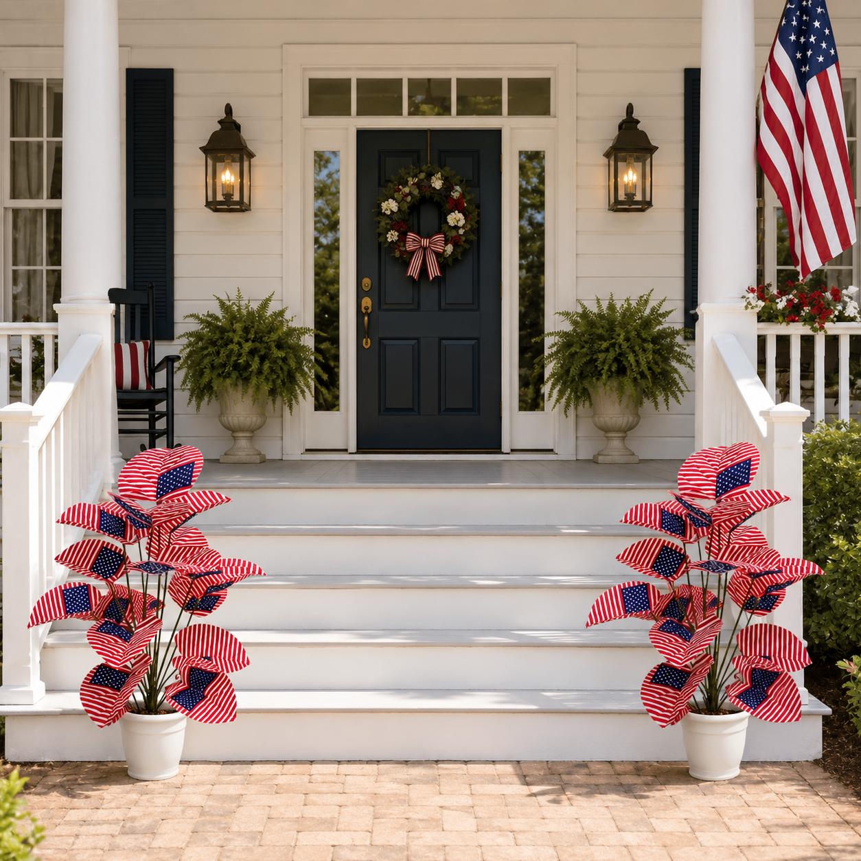 Patriotic Faux Plant Decor for Porch & Entryway