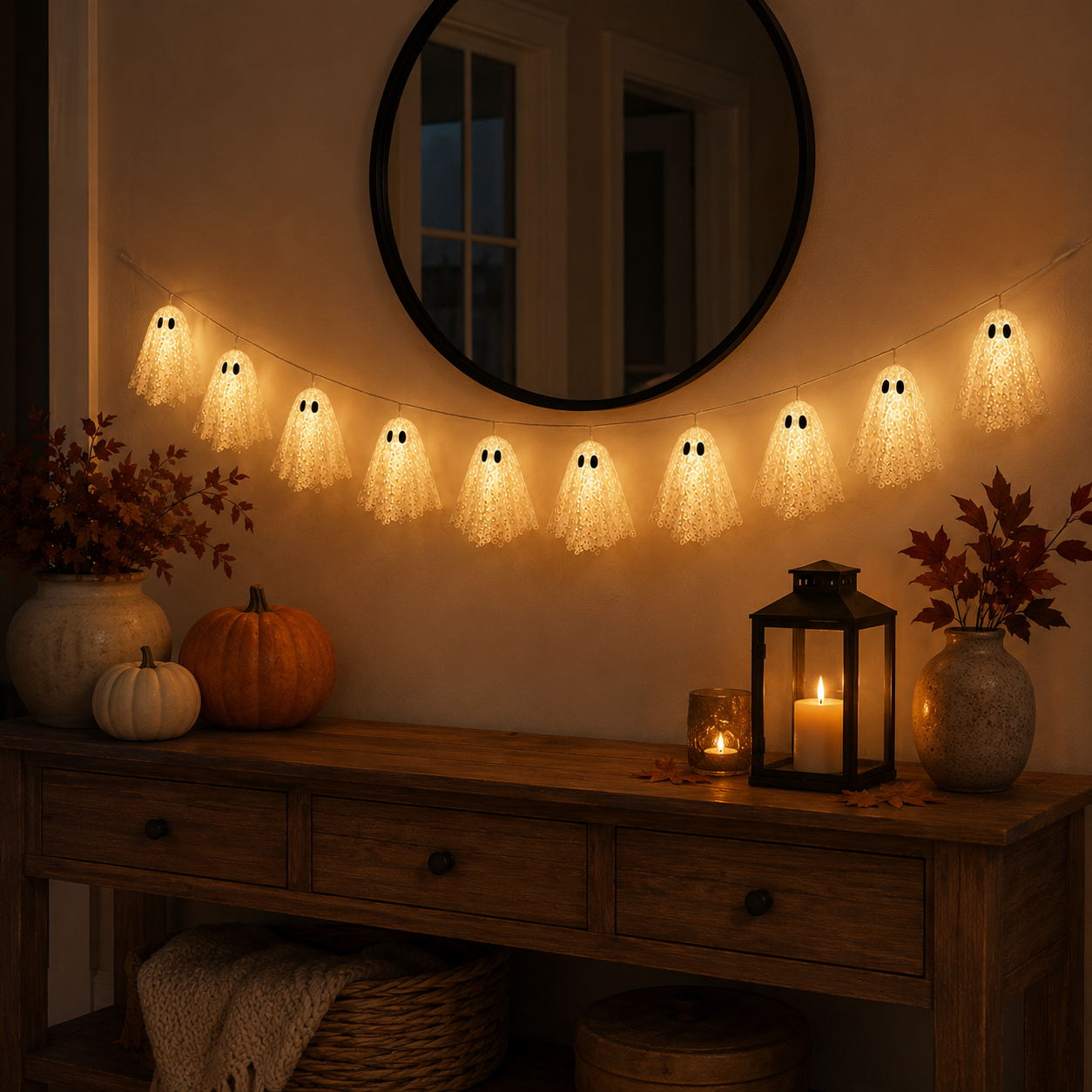 Lighted Lace Ghost Garland