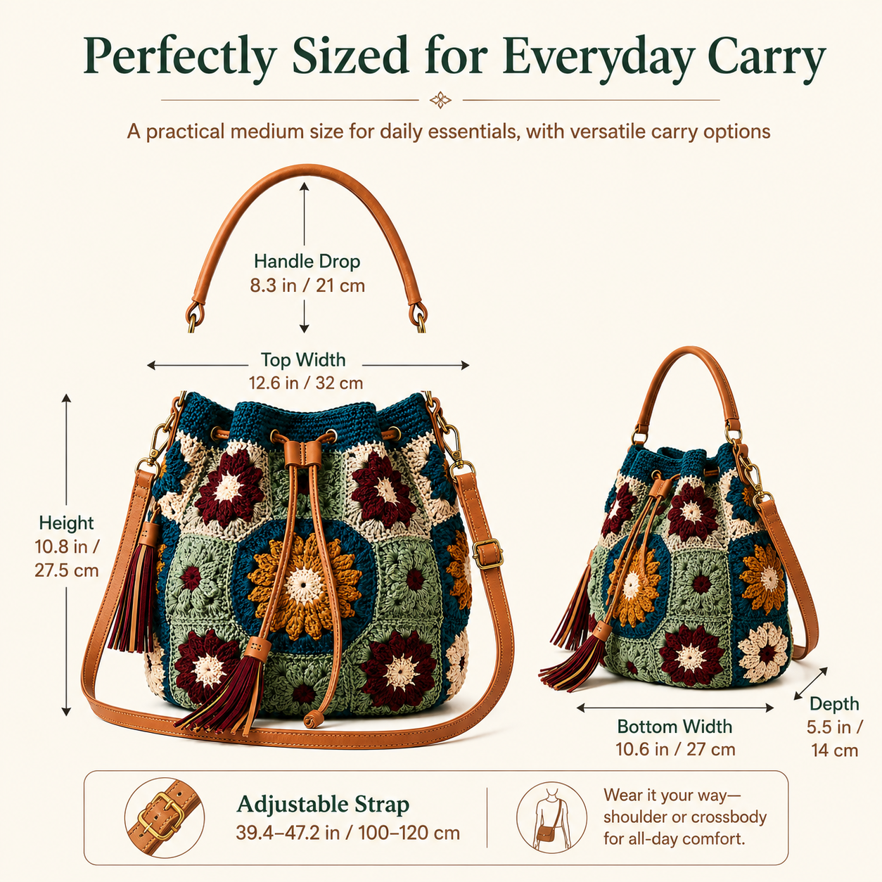 Vintage Crochet Convertible Bucket Bag