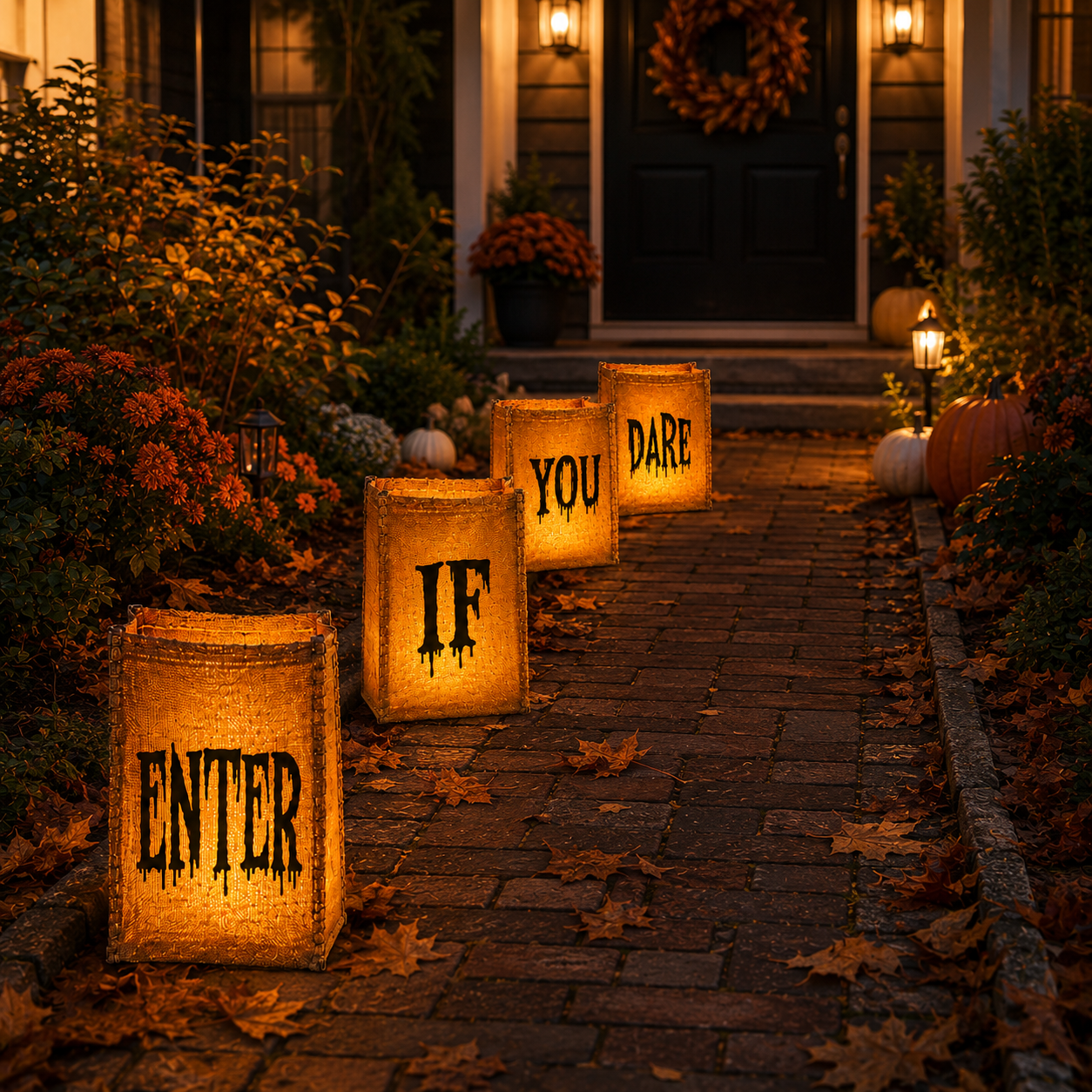 Enter If You Dare Lighted Luminaries – Set of 4