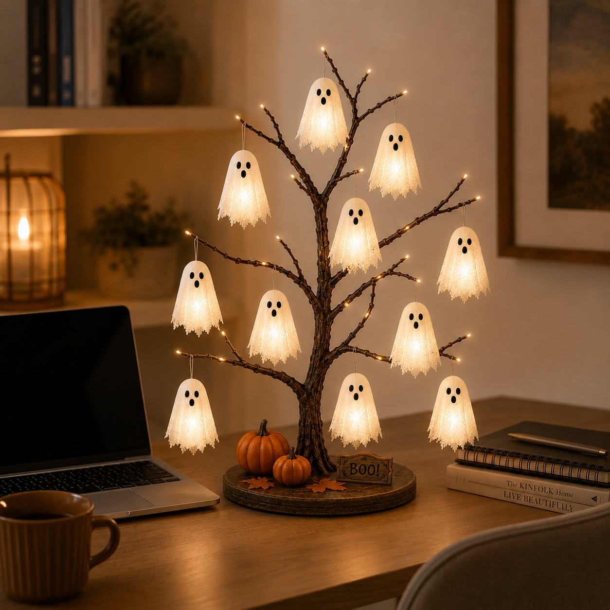 Glowing Ghost Tree Halloween Tabletop Decor
