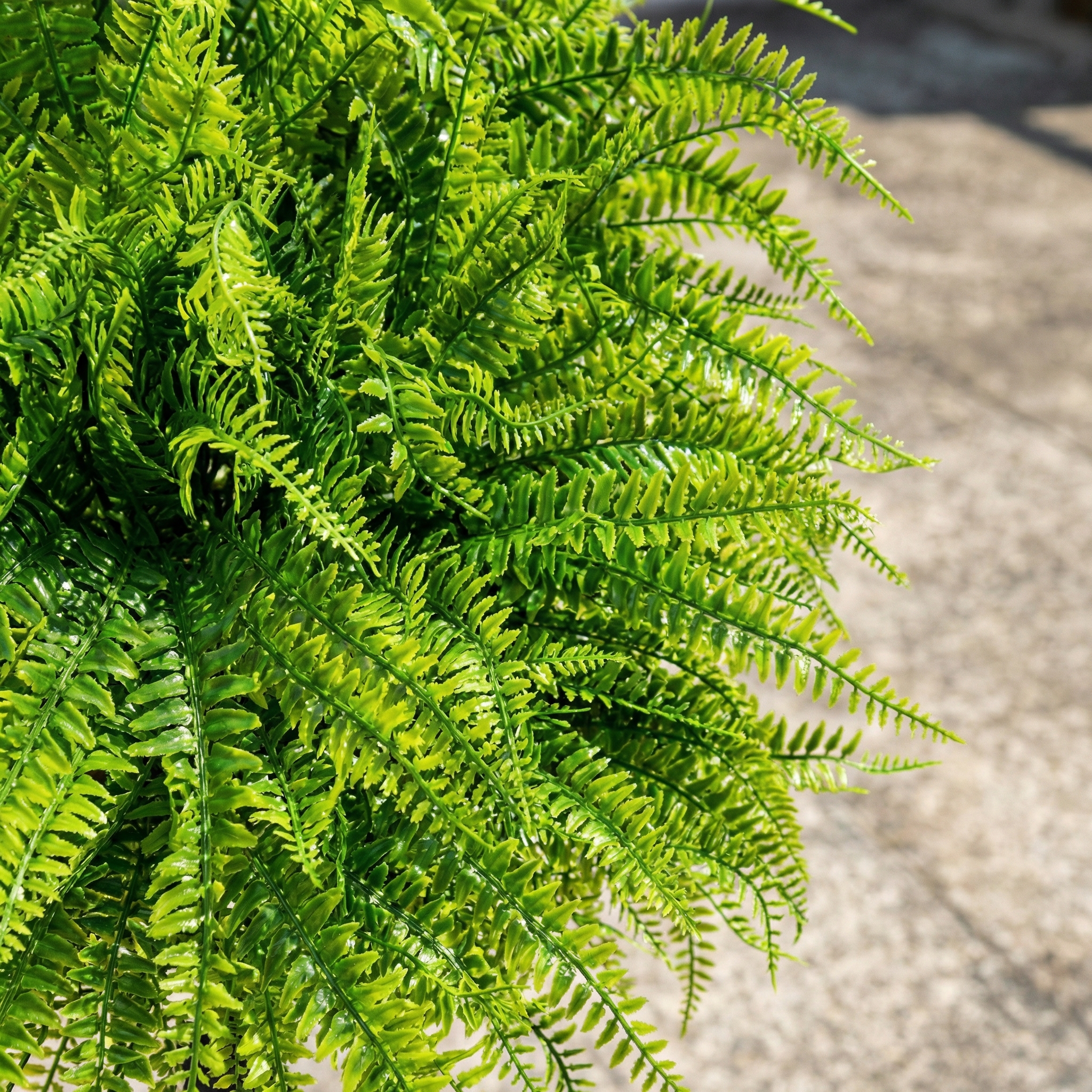 UV Resistant Lush Artificial Boston Fern with Integrated Ground Stake