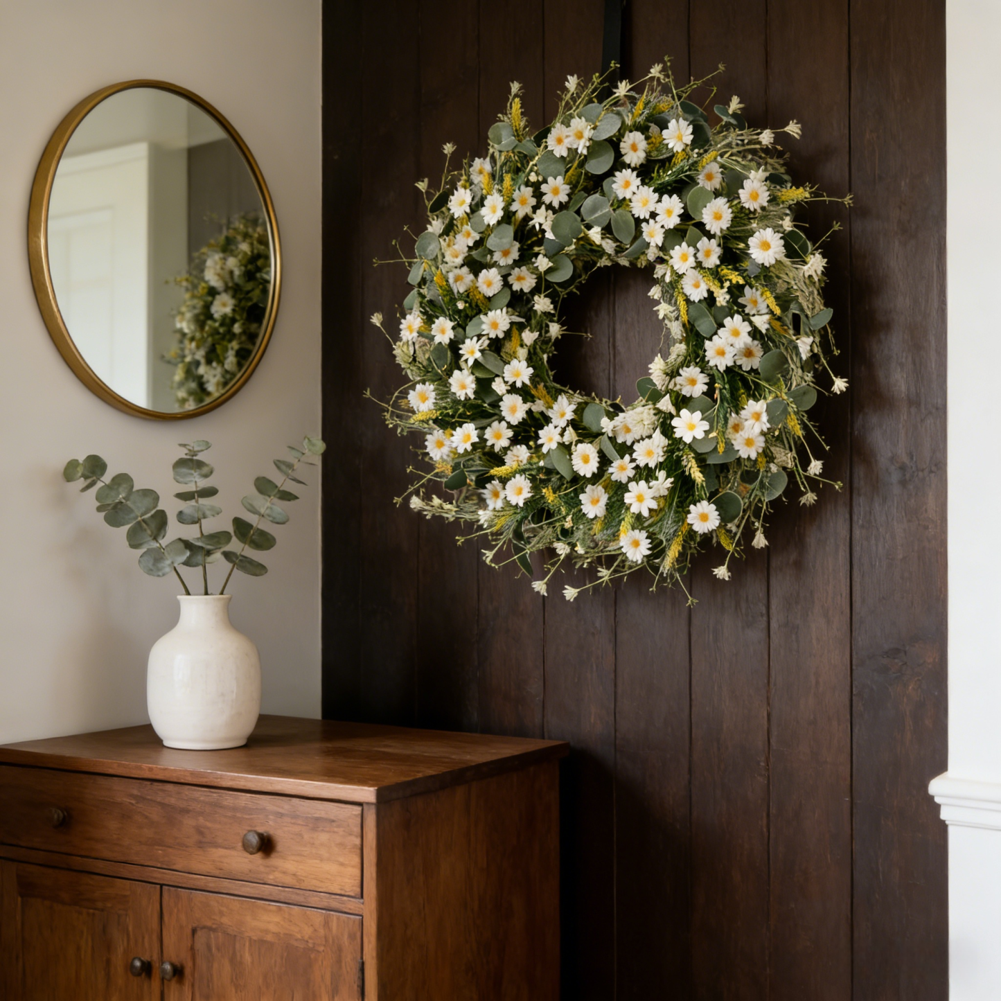 A White Daisy Decorative Wreath