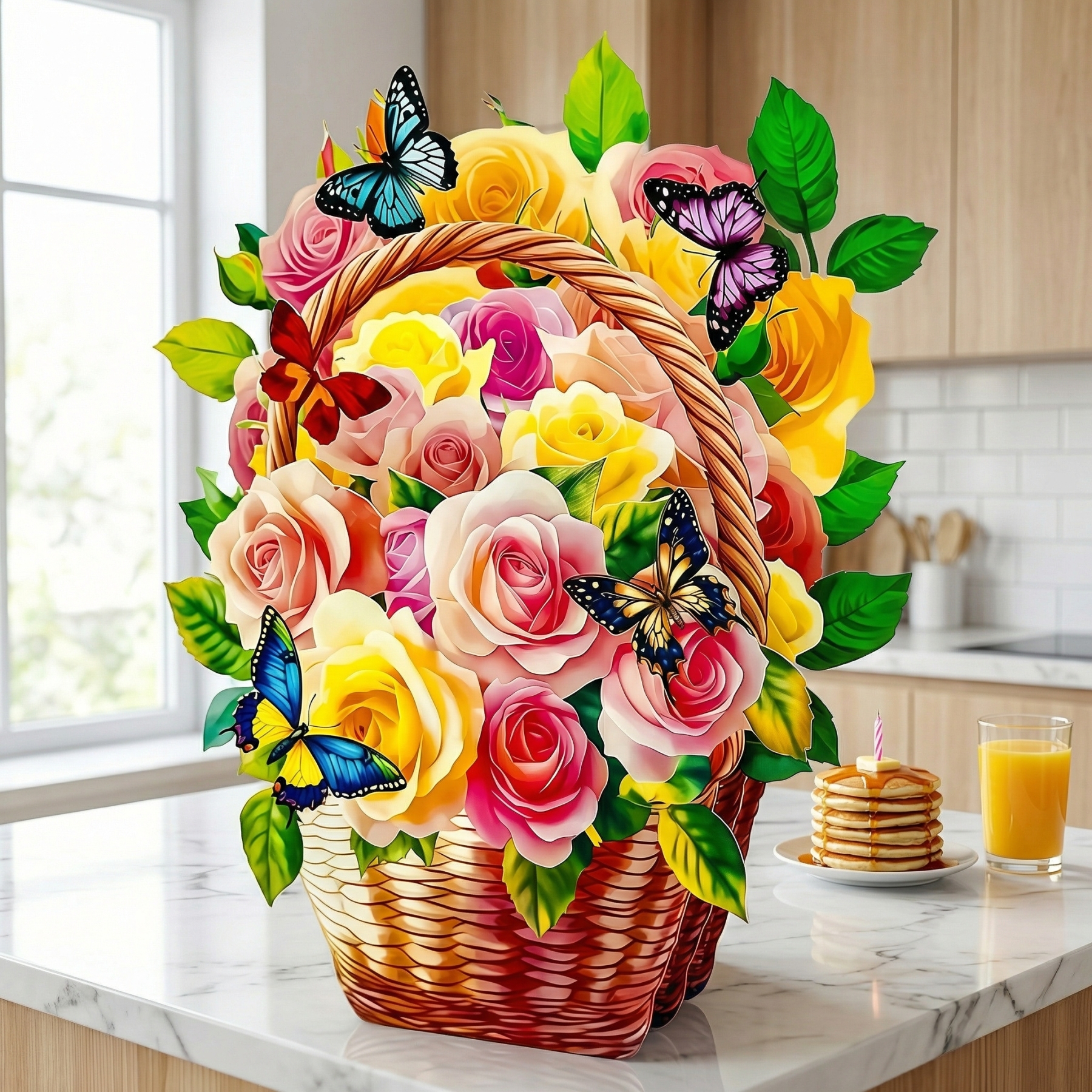 Pop-Up 3D Butterfly Flower Basket Card Exclusive Series