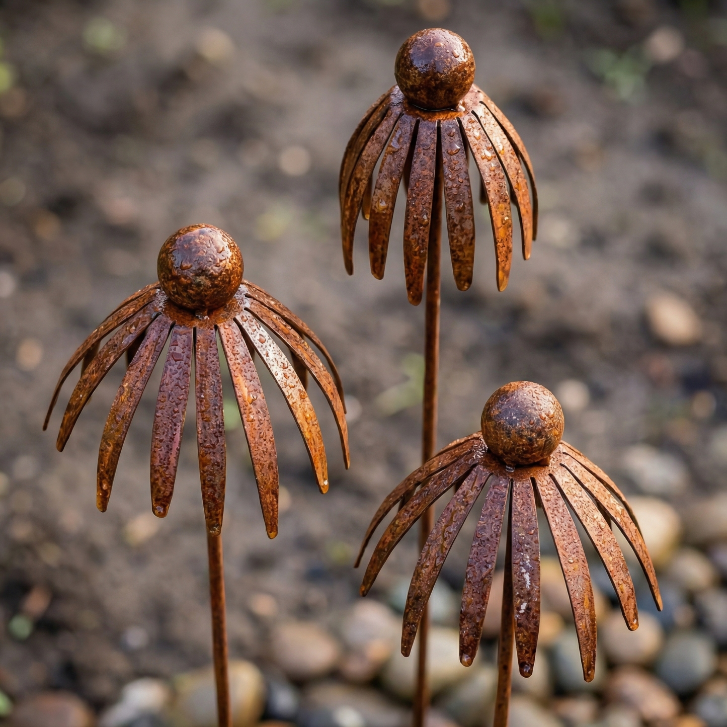 Rustic Brown Iron Garden Stakes
