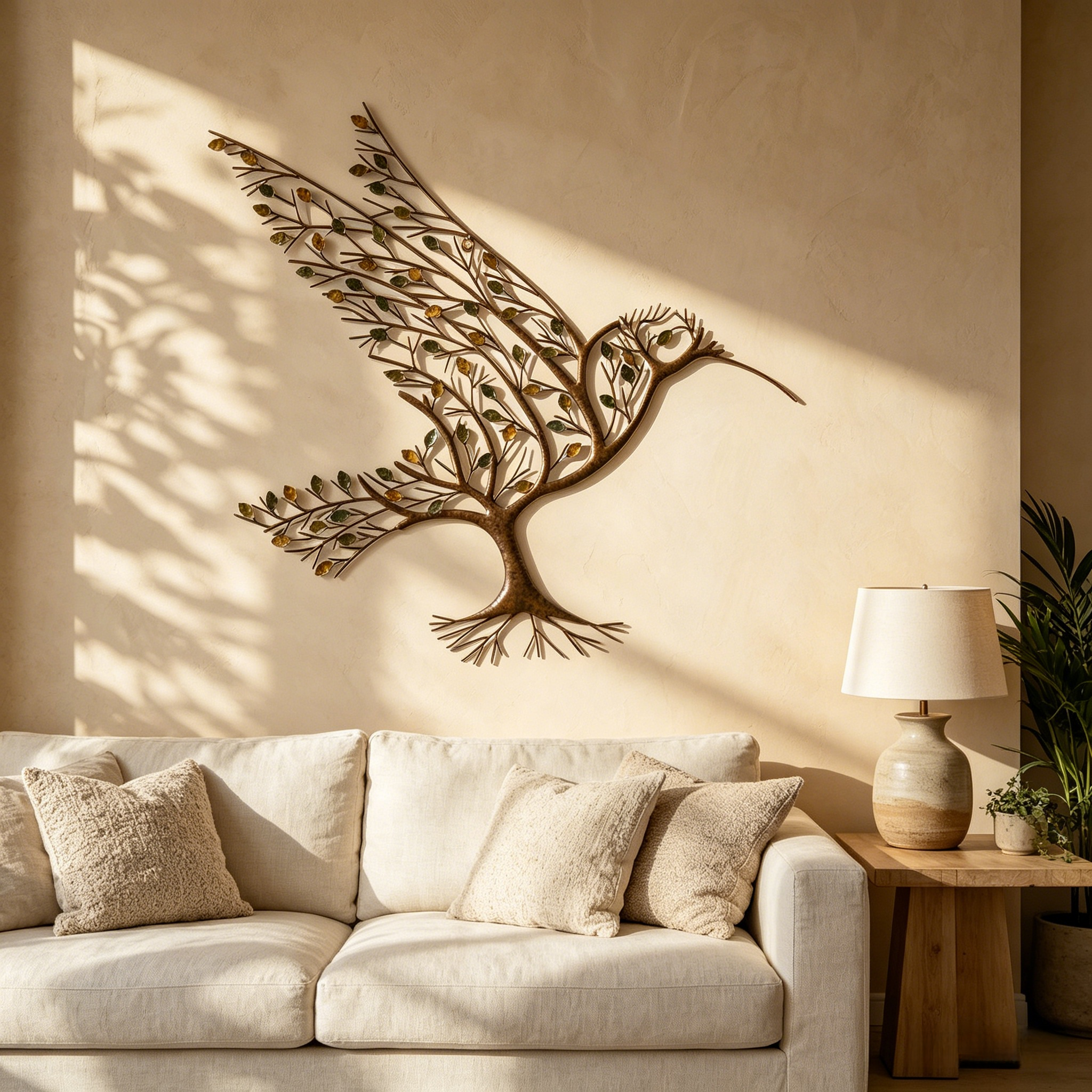 Metal Hummingbird & Branch Wall Art