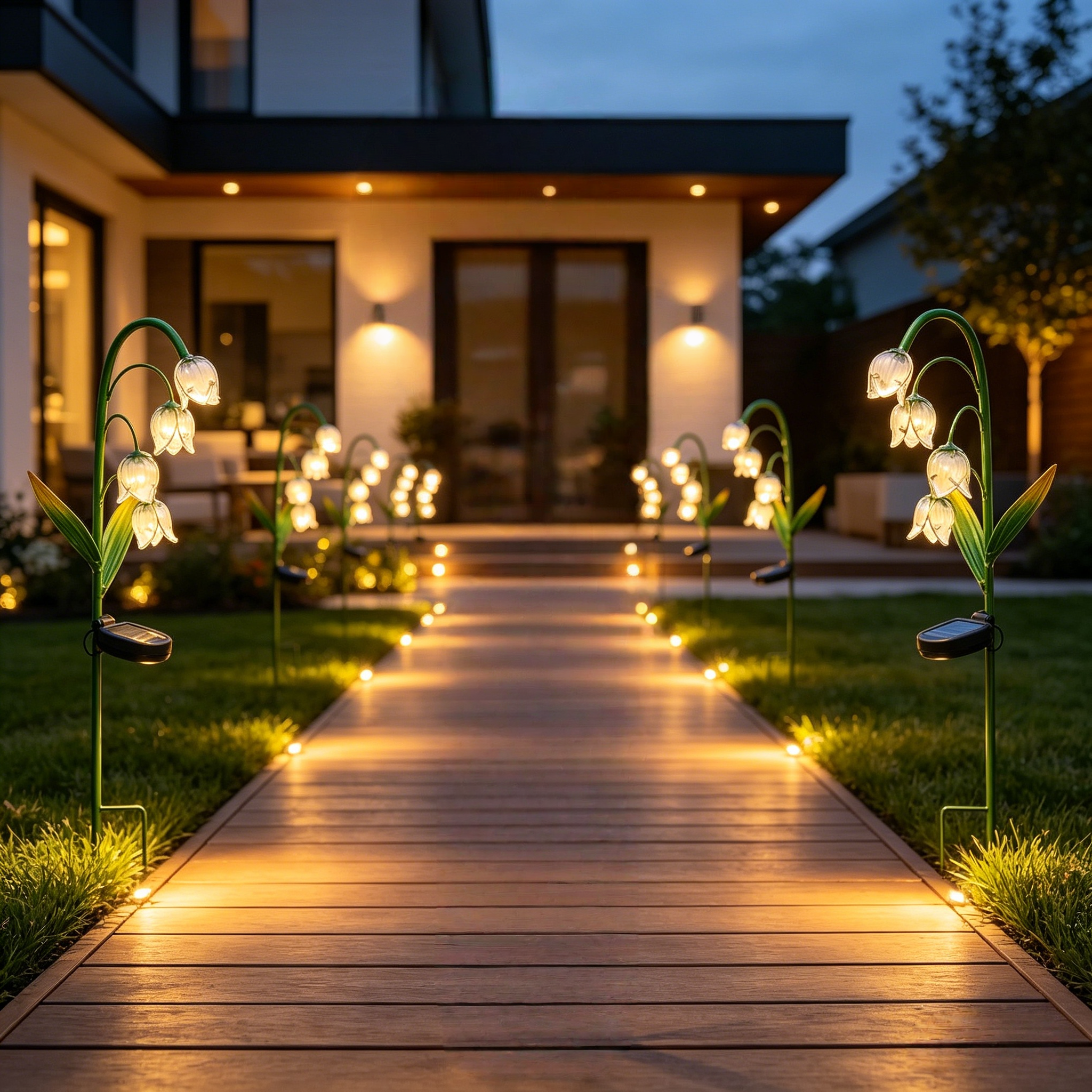 Artisanal Glass Lily of the Valley Solar Stakes