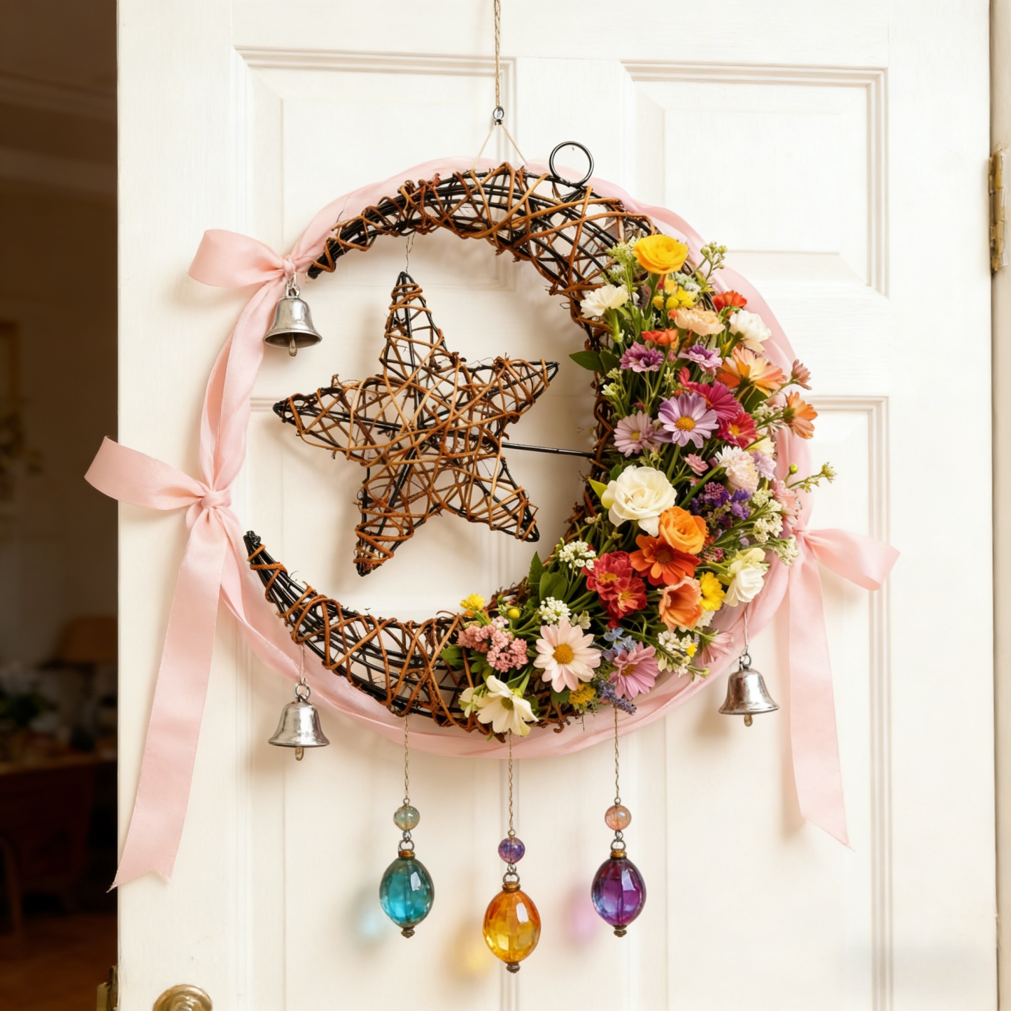 Purely Handmade Rattan Ramadan DIY Crescent Moon Pendant