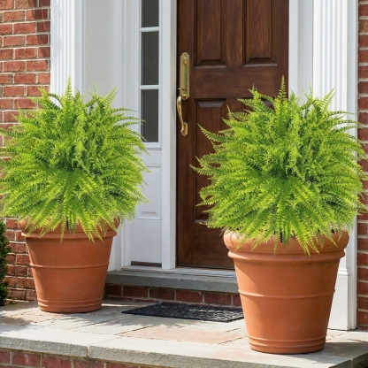 UV Resistant Lush Artificial Boston Fern with Integrated Ground Stake