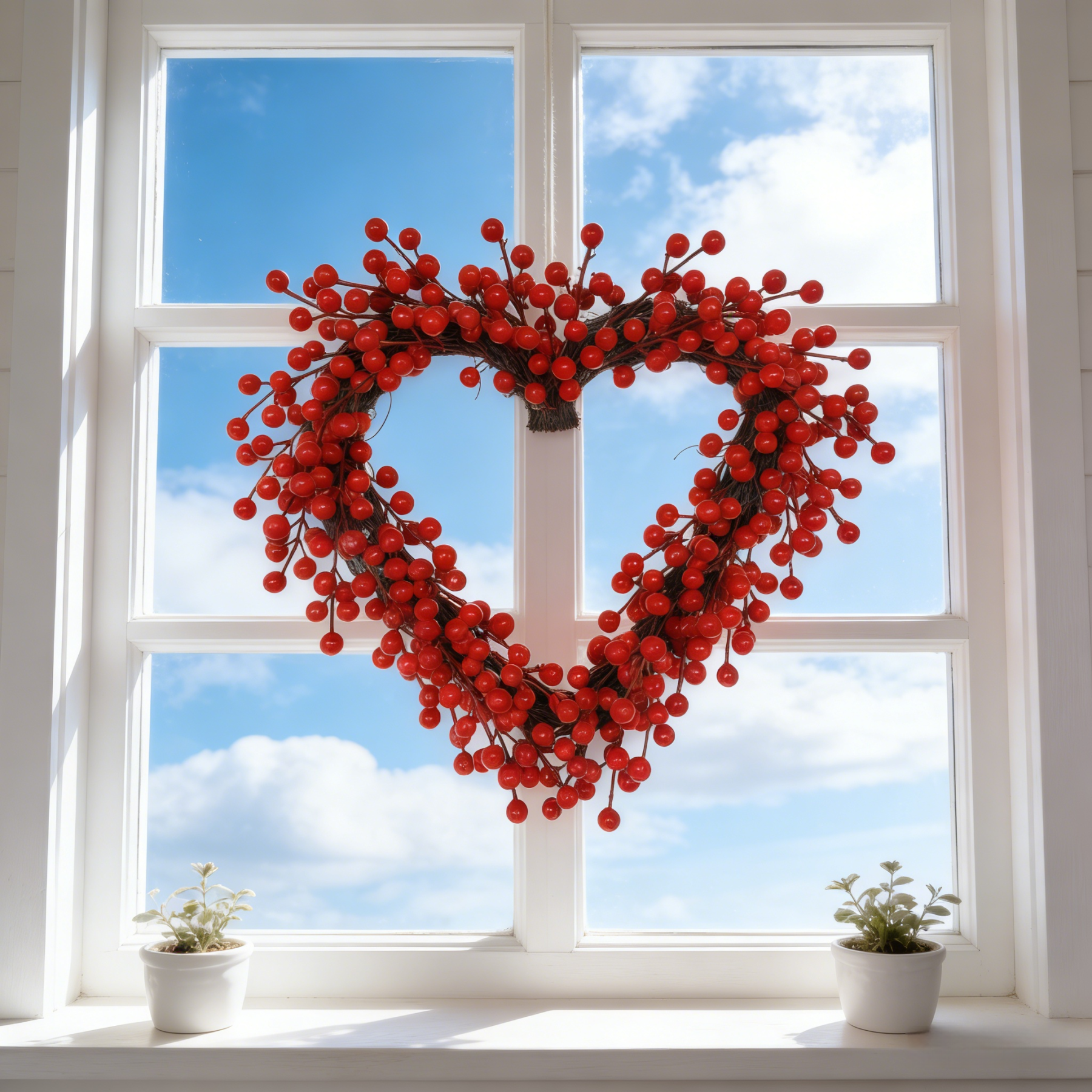 Red Berries Heart-Shaped Wreath