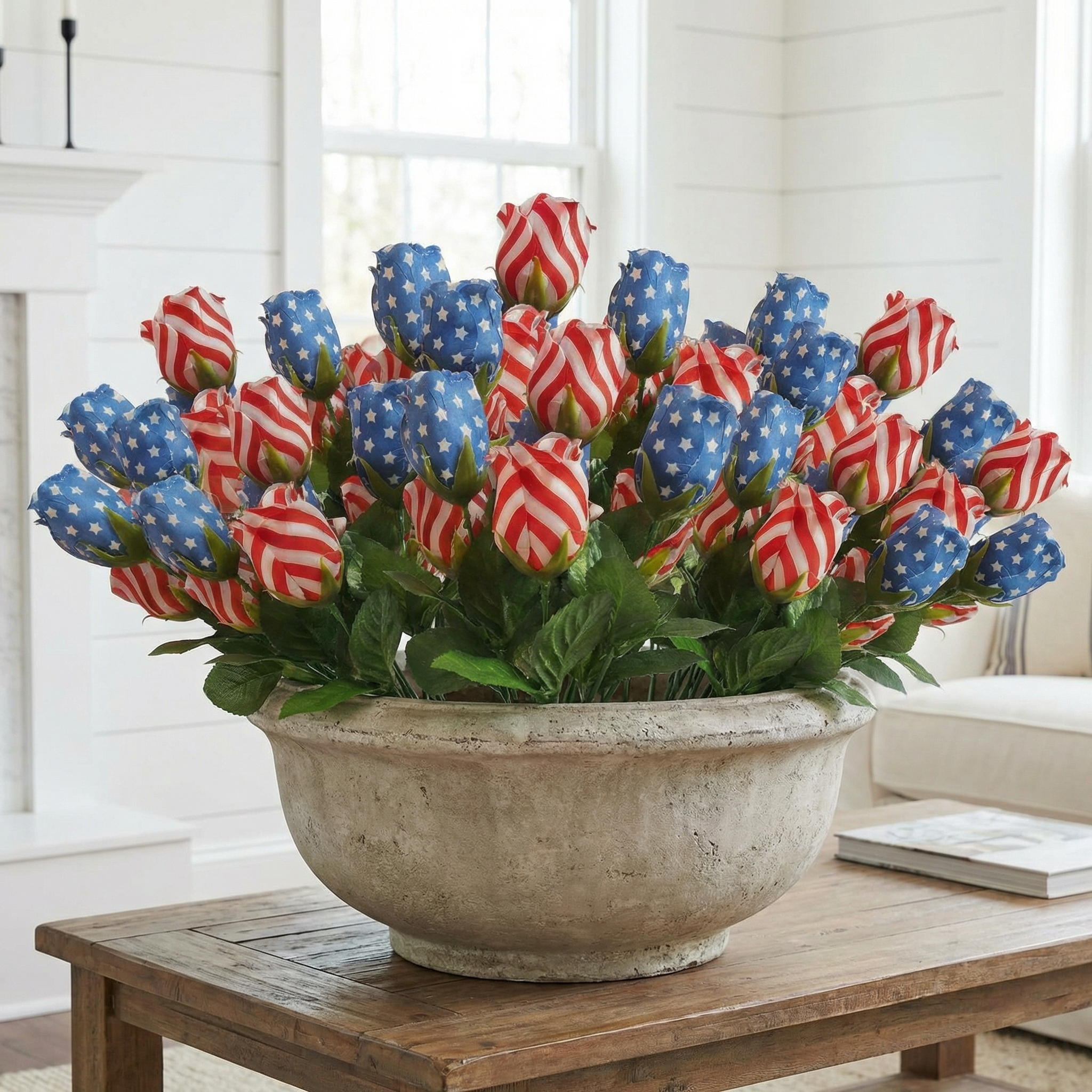 Silk Patriotic Tulip Flowers Bouquet