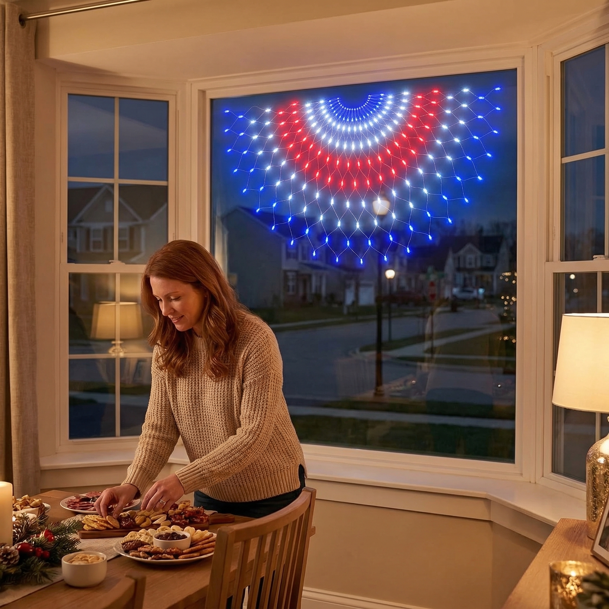 Super Bright USA Half Fan Flag String Lights