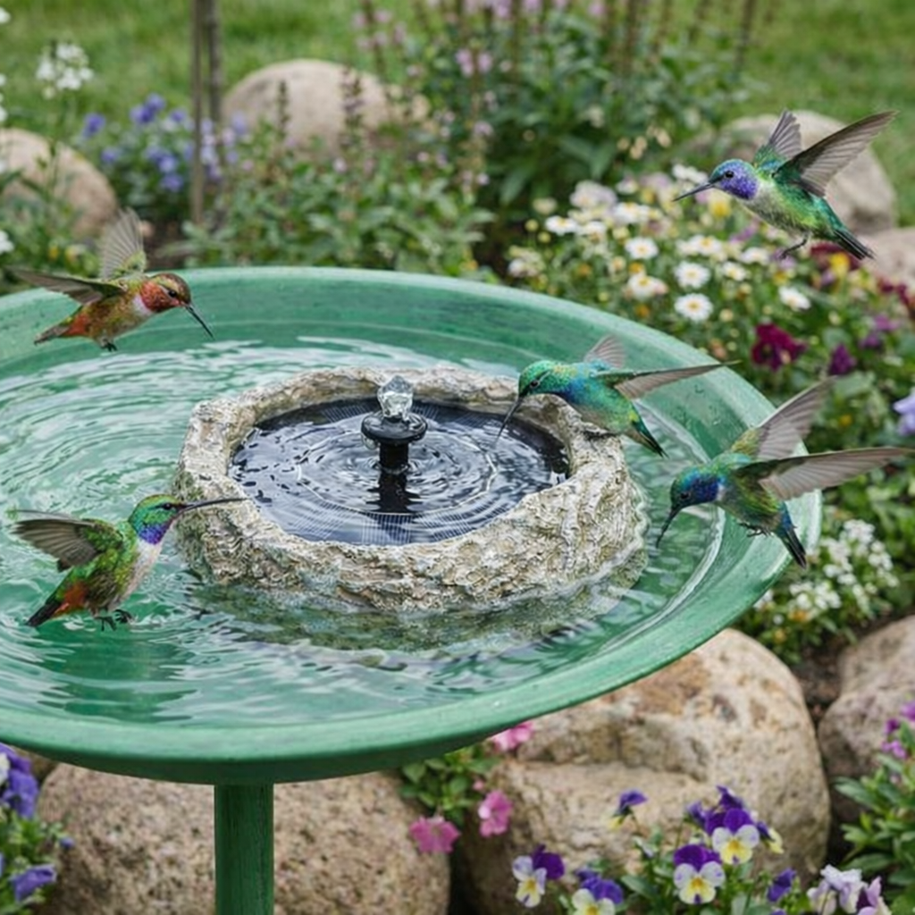 Rock-Style Solar Bird Bath Water Fountain
