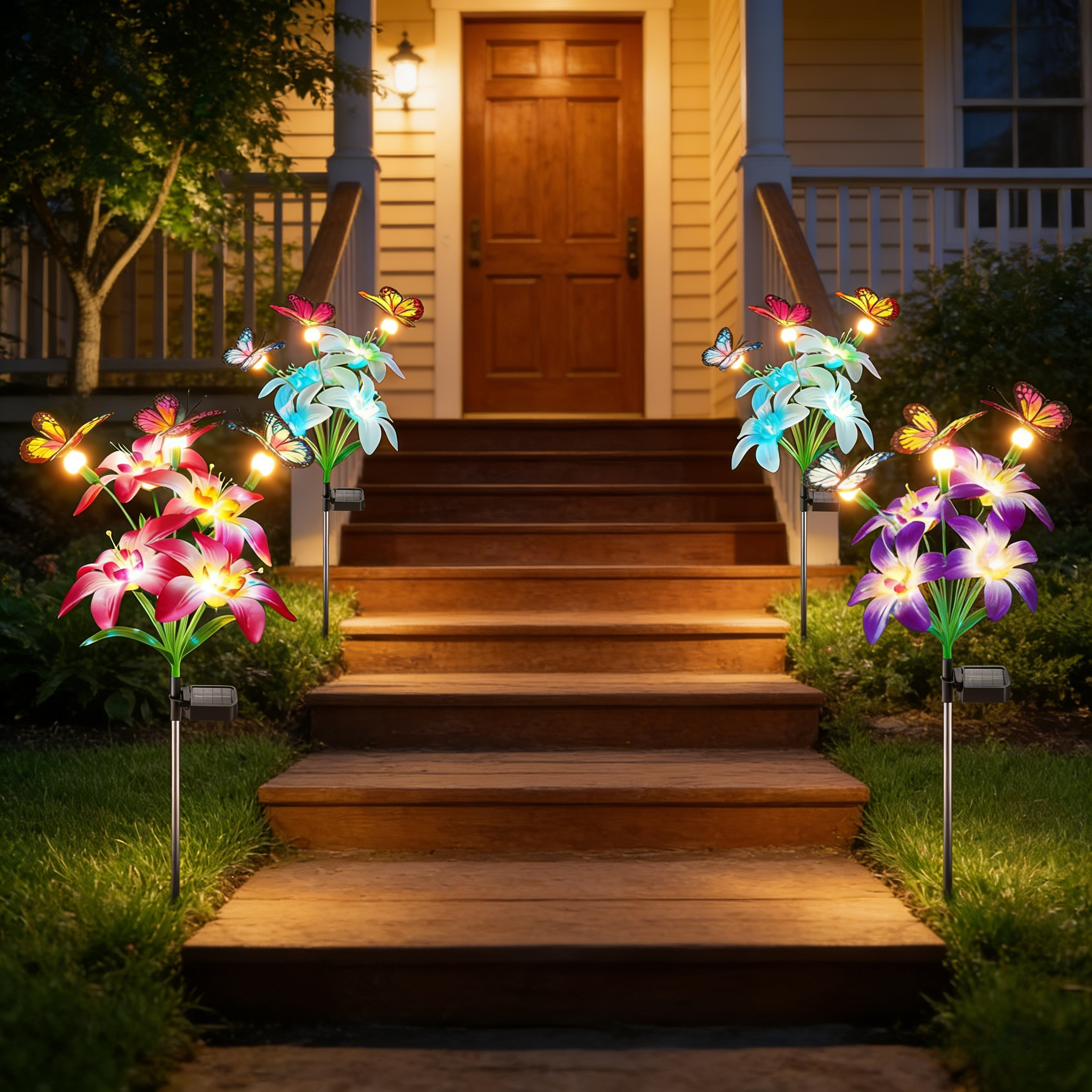Solar Lights Color Changing Lilies and Butterflies