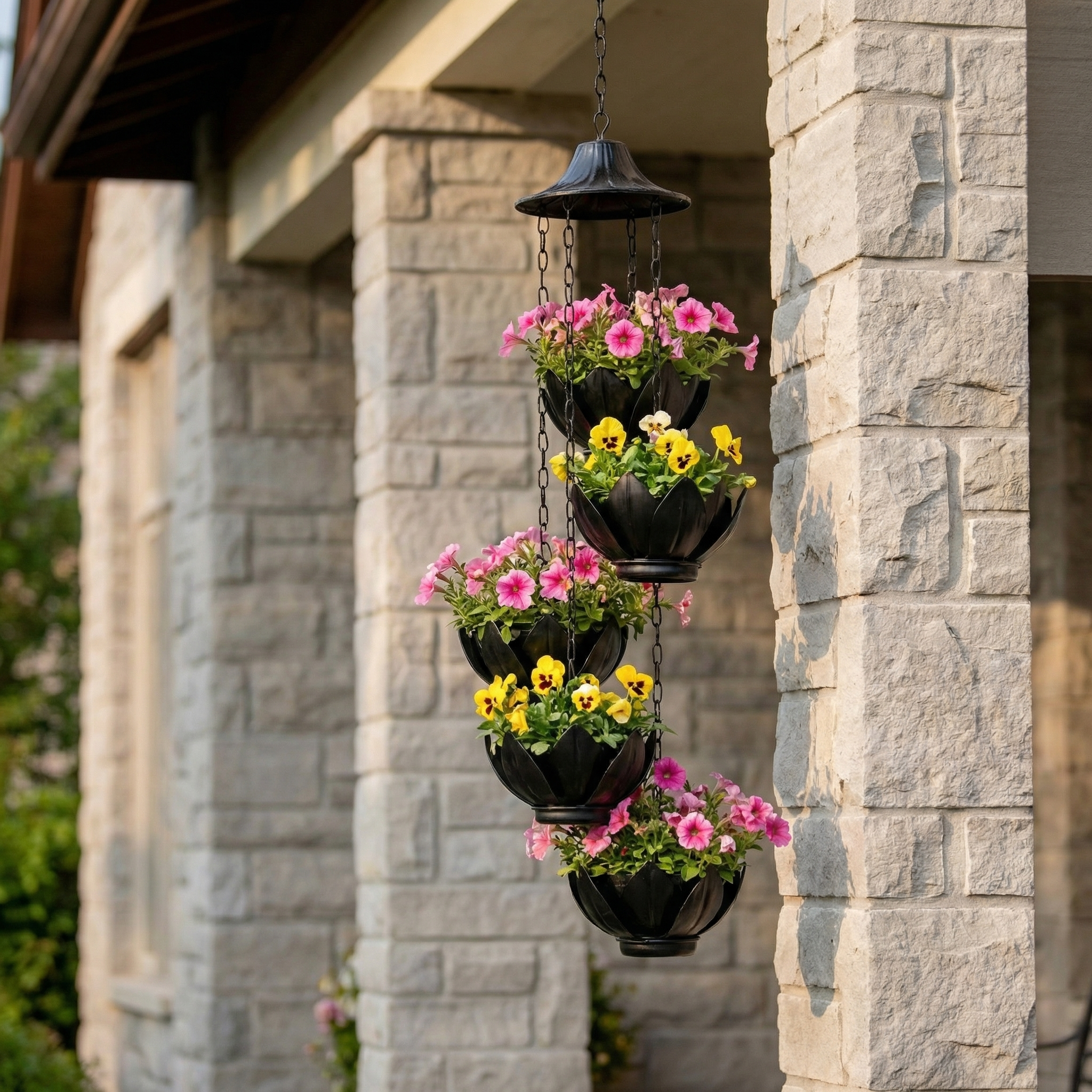 Hanging Black Iron Planter Basket