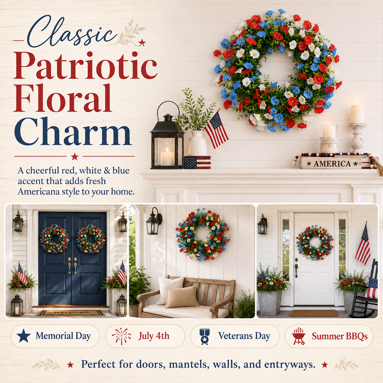 Patriotic Floral Wreath