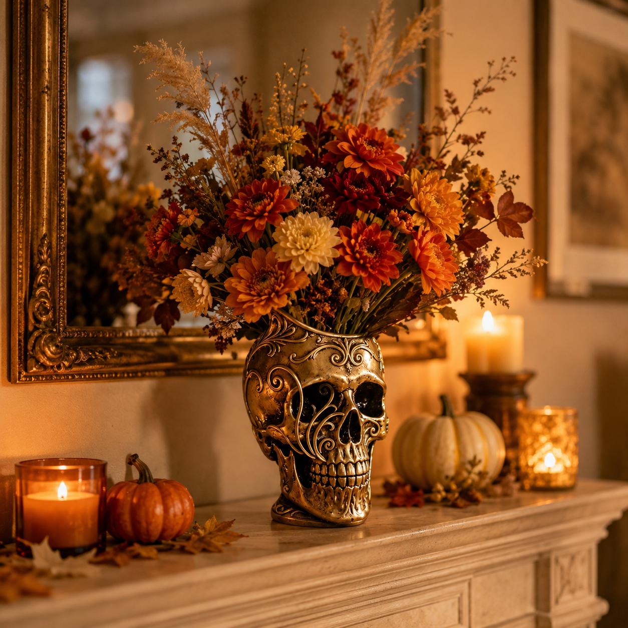 Gothic Skull Flower Vase