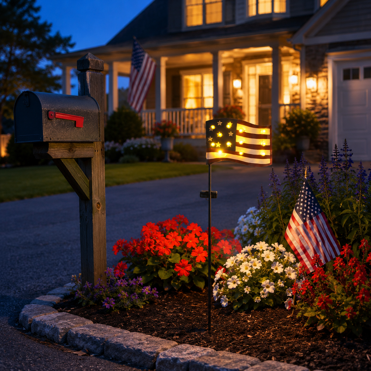 Solar Patriotic Star Garden Stake Light