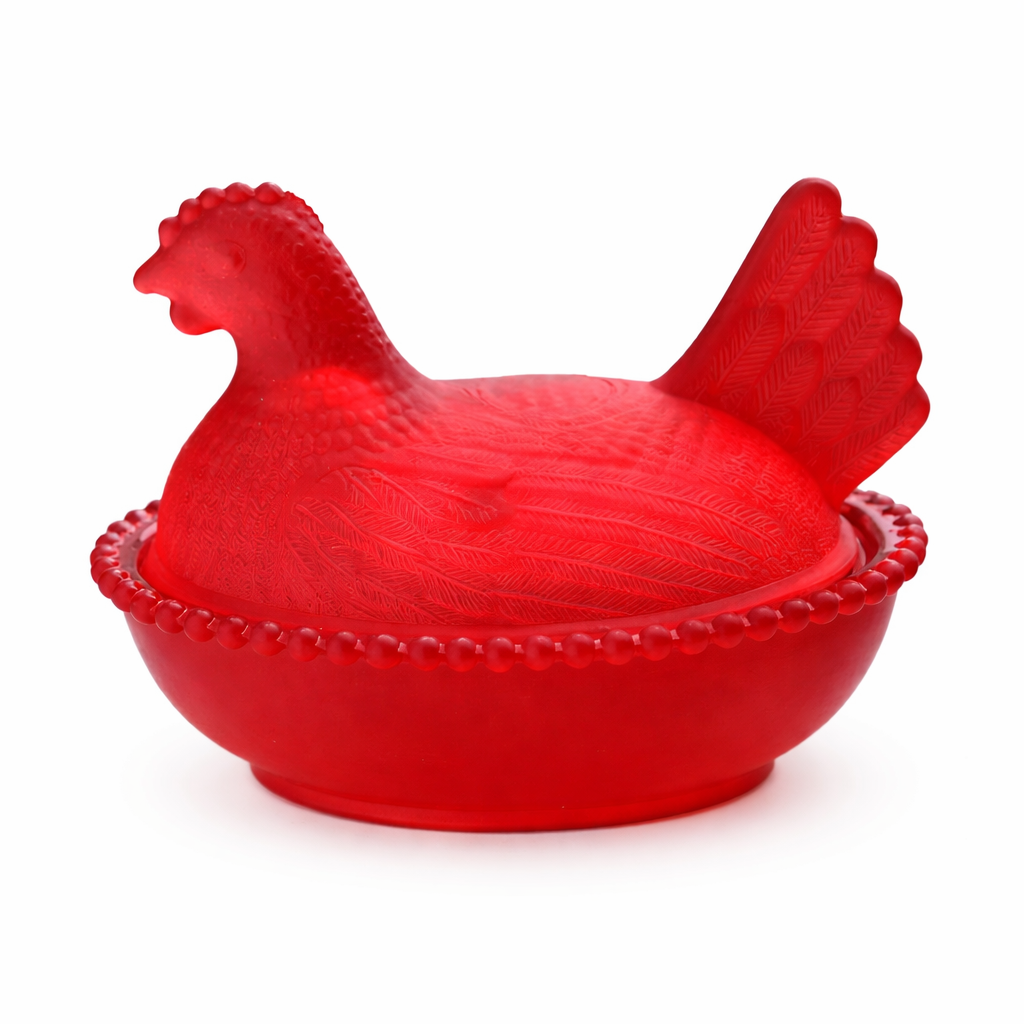 Elegant And Durable Chicken-Shaped Crystal Glass Storage Jar