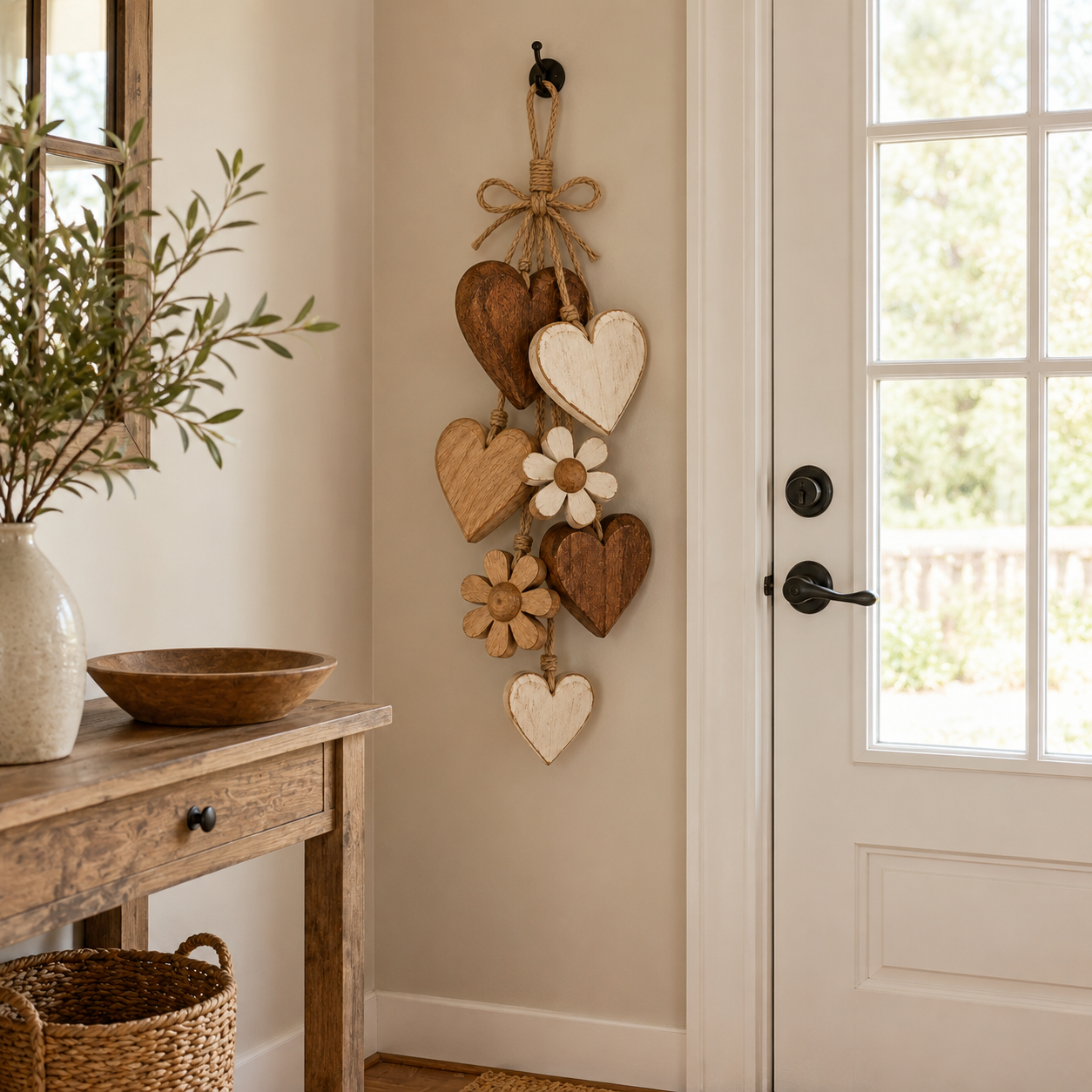Rustic Wooden Heart & Daisy Wall Hanging
