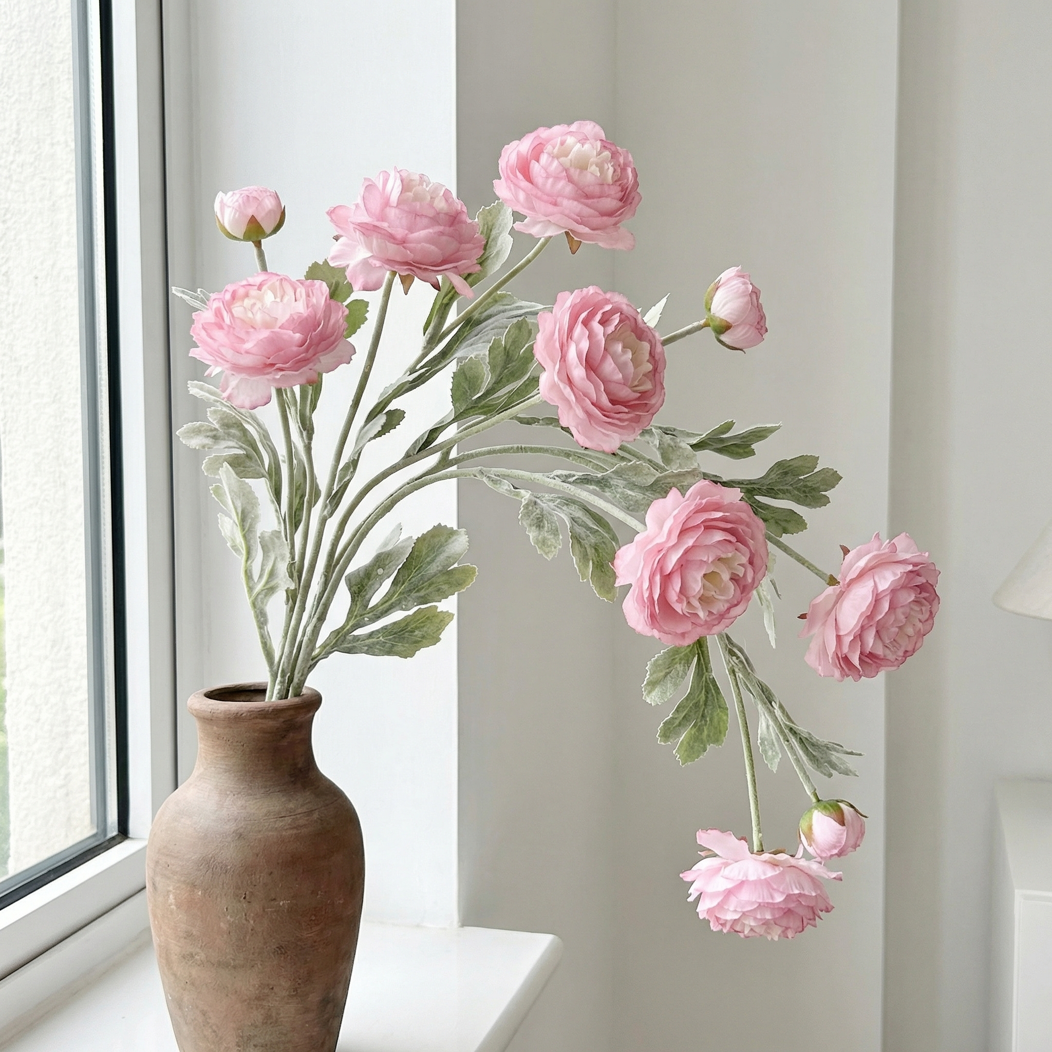 'Looks real' Silk Ranunculus Flocked Stem