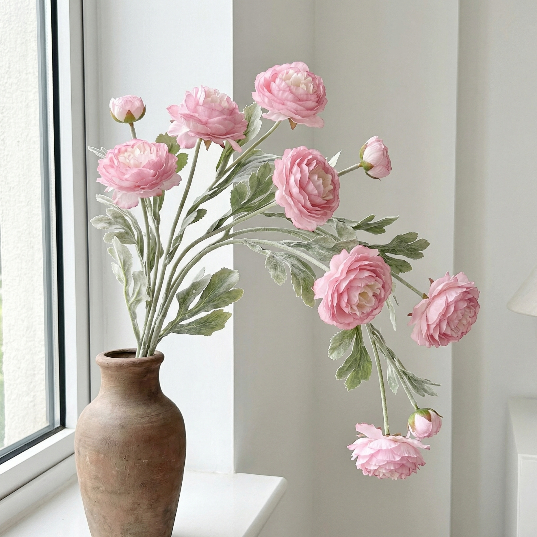 'Looks real' Silk Ranunculus Flocked Stem