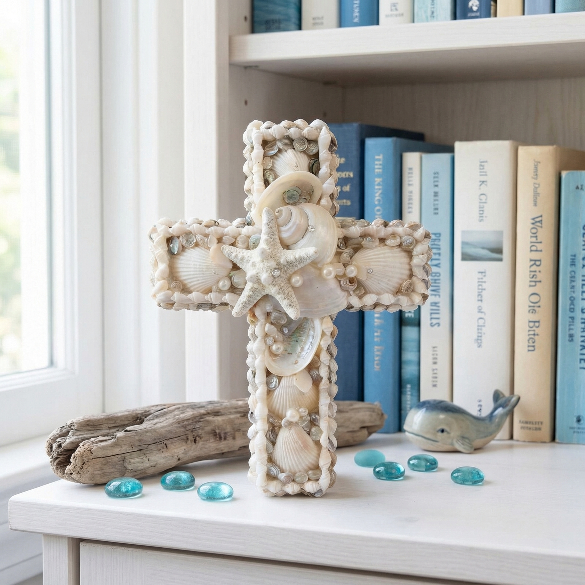 Handcrafted Coastal Seashell Cross