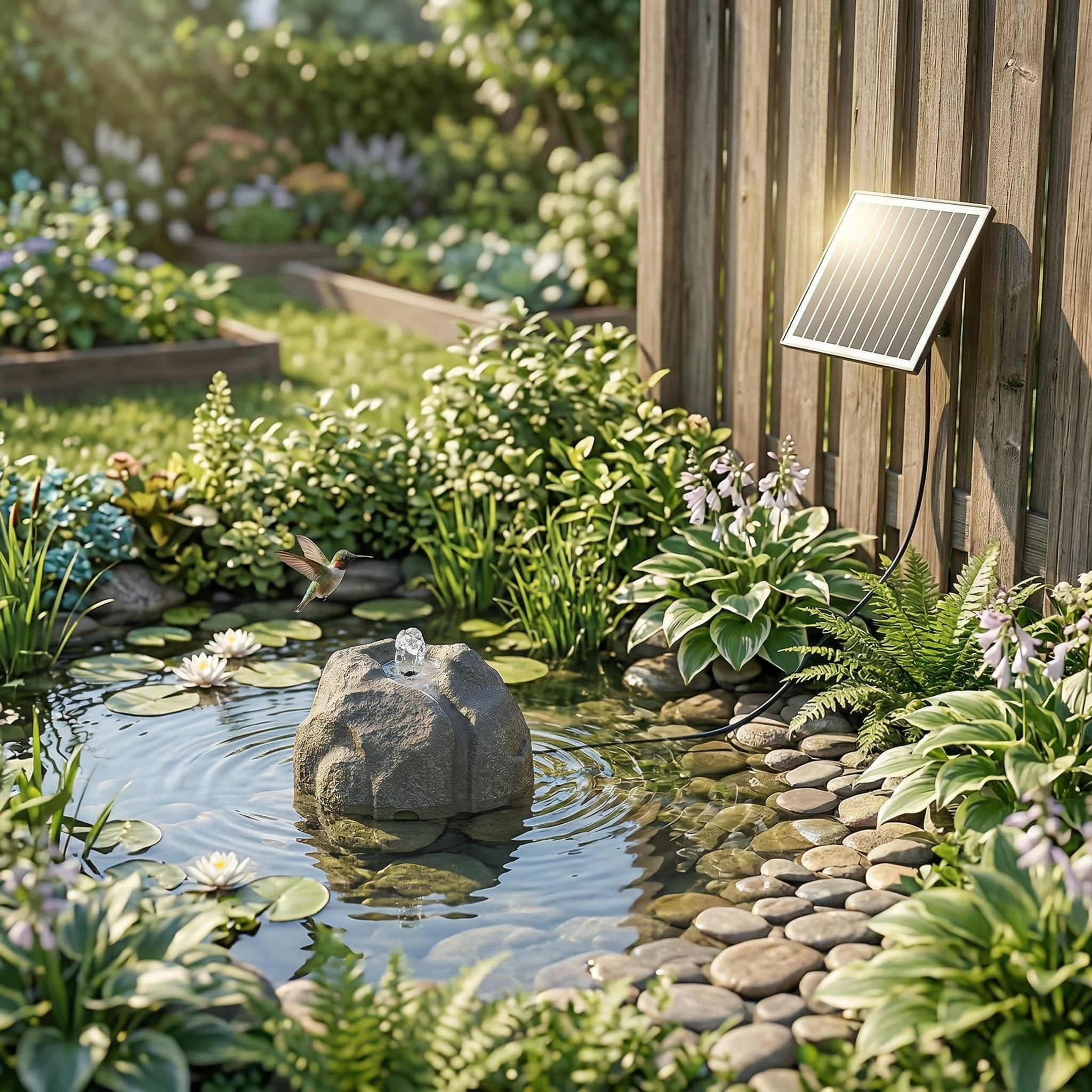 Solar Bird Bath Fountain with Realistic Granite Rock - Anti-Dry Run Water Pump, 10 Nozzles, High-Efficiency Solar Panel