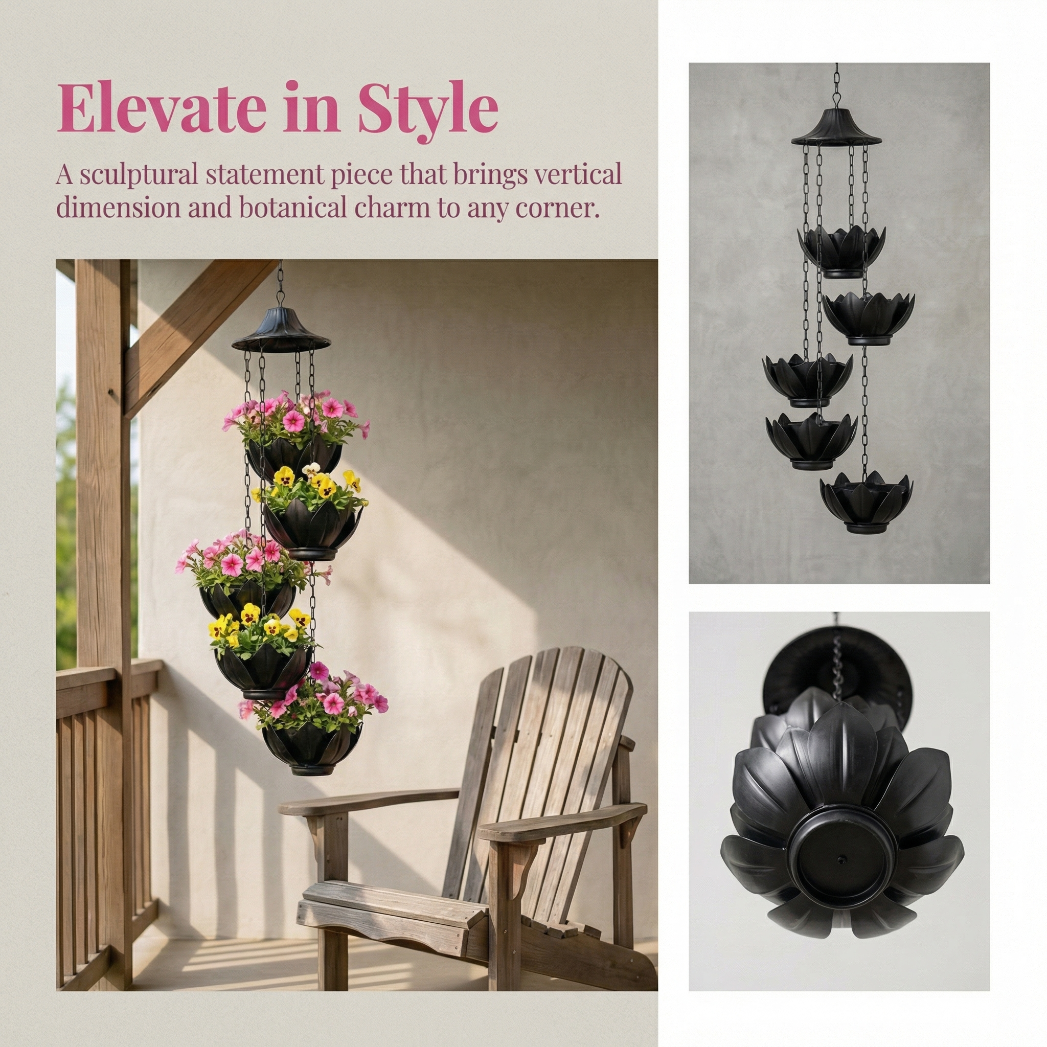 Hanging Black Iron Planter Basket