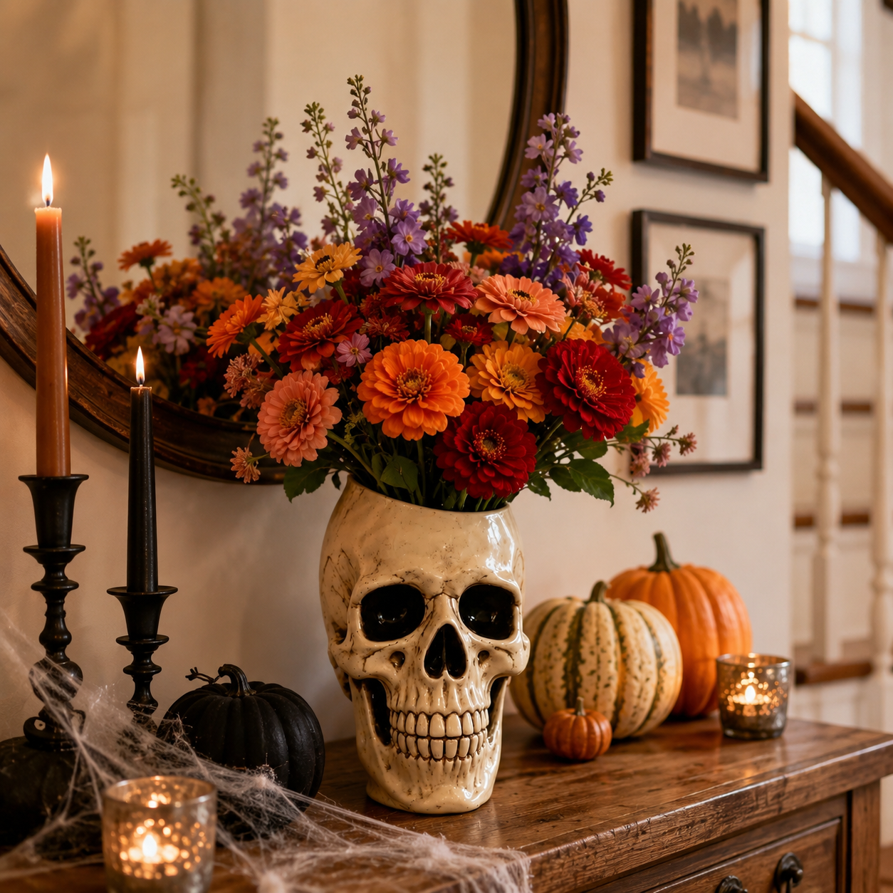 Gothic Skull Flower Vase