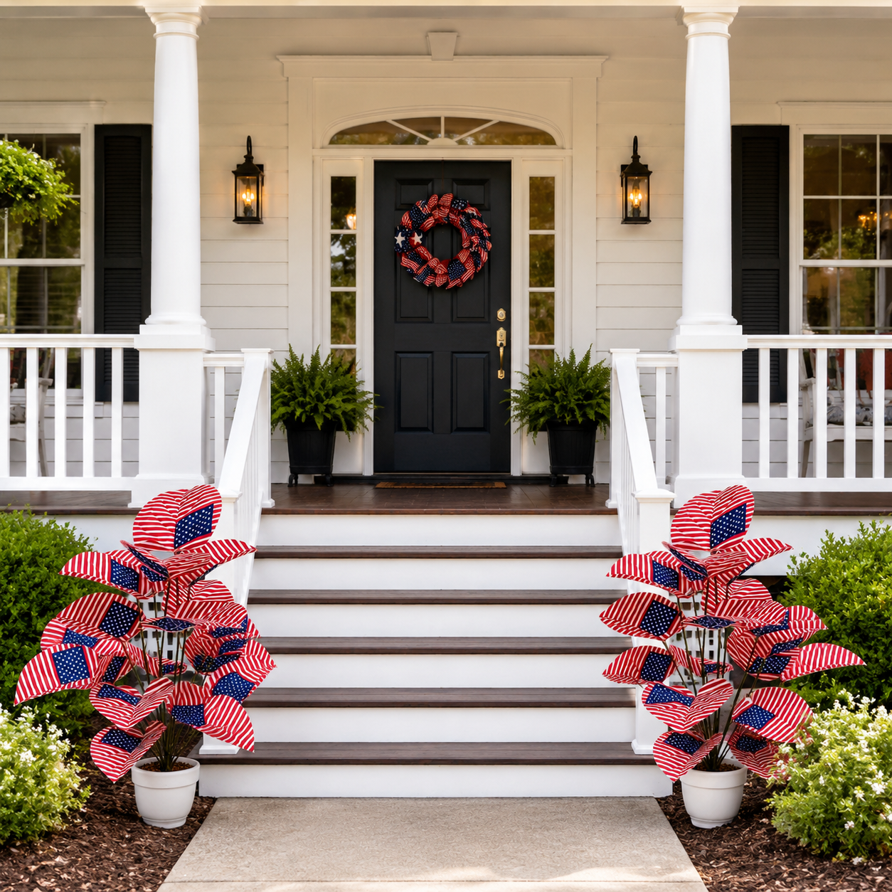 Patriotic Faux Plant Decor for Porch & Entryway