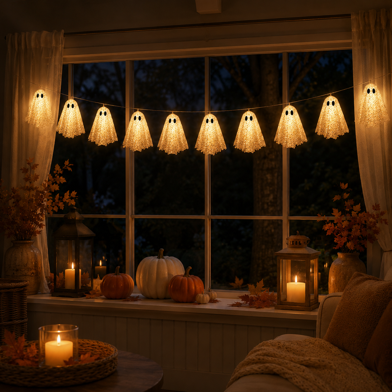 Lighted Lace Ghost Garland