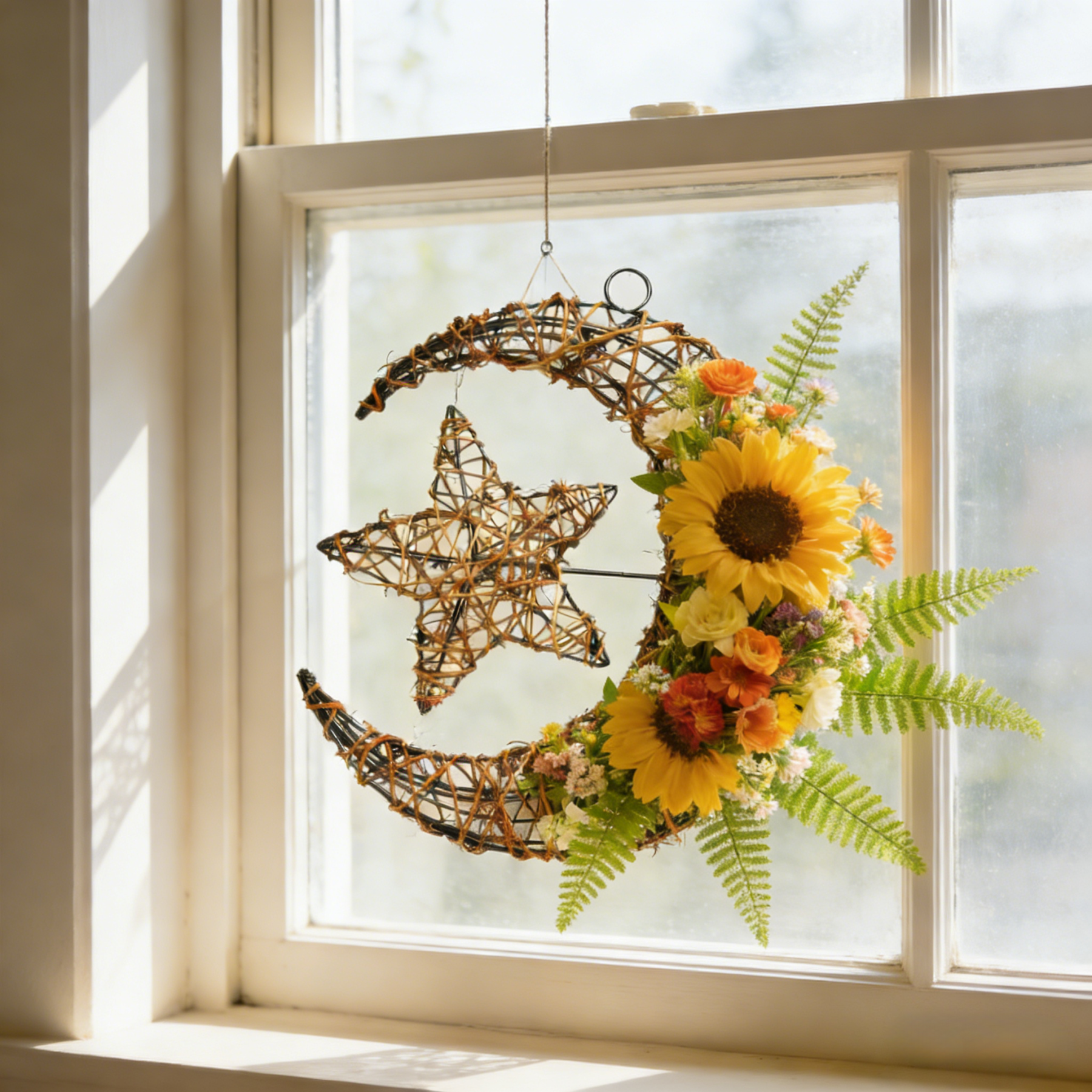 Purely Handmade Rattan Ramadan DIY Crescent Moon Pendant